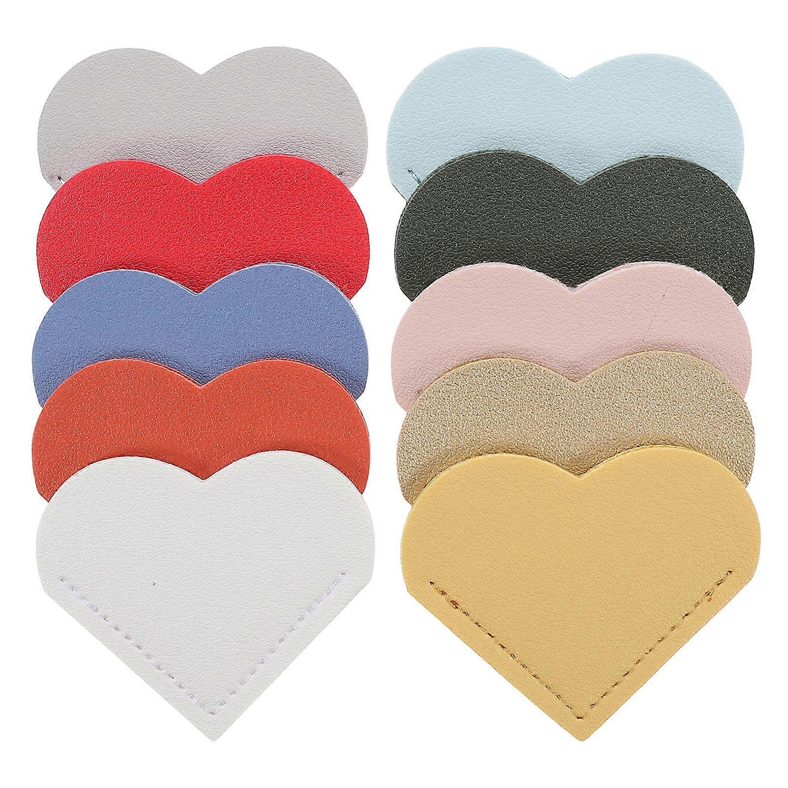 Leather Page Marker Clip Heart Shaped Pu Bookmarks Reading Lovers Students Teachers White 10Pcs