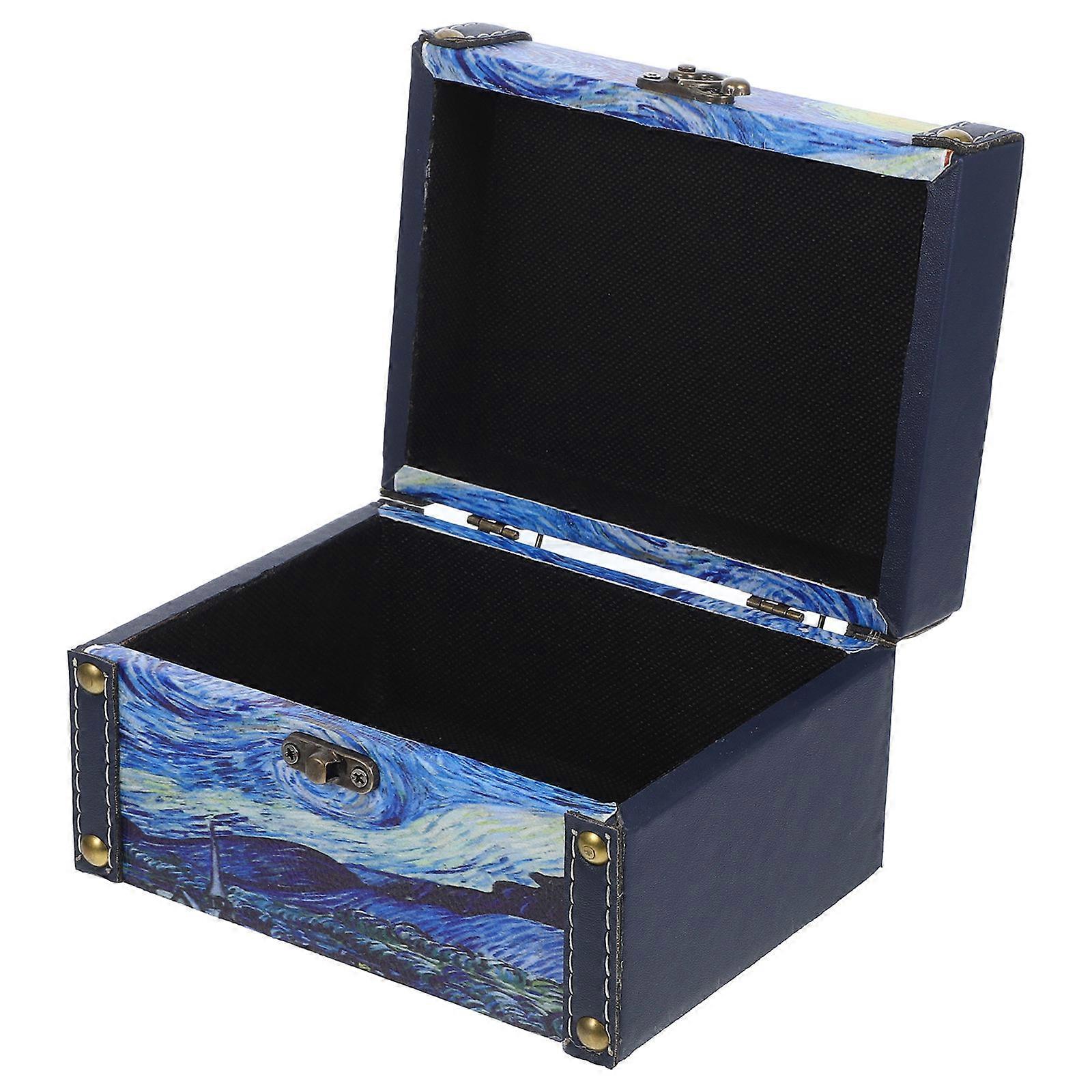 Rectangular Wooden Storage Box PU Leather Material Jewelry Organizer 1Pack