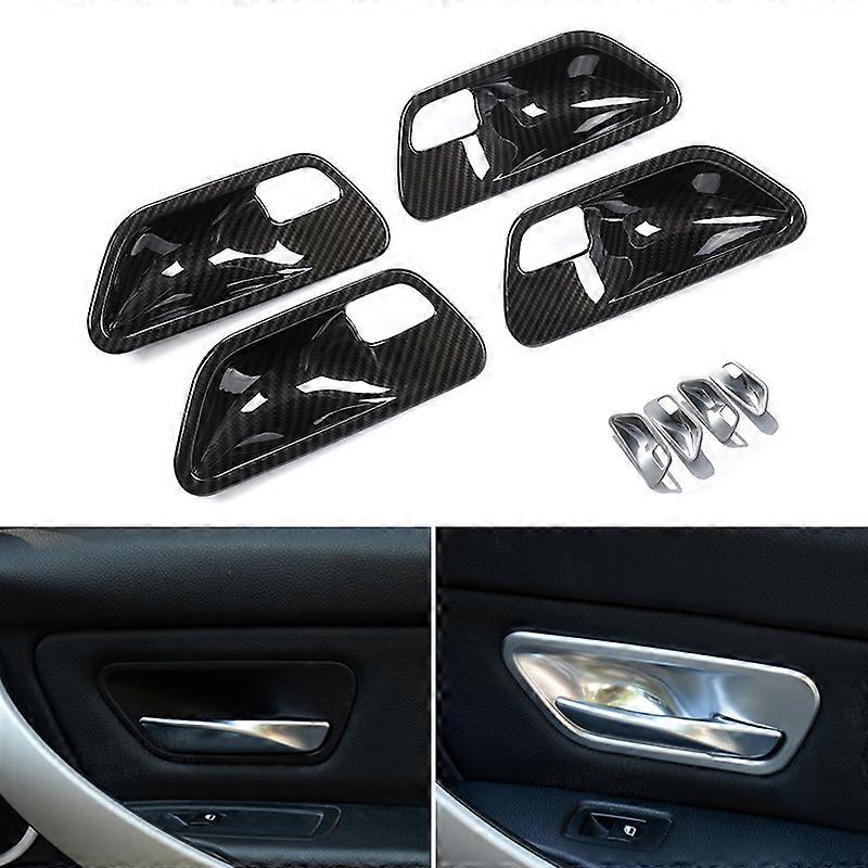 For BMW 3 4 Series F30 F32 2013 2014 2015 2016 2017 2018 Carbon Fiber/Silver Car Interior Door Handle Handle Cover Trim Bowl Cover