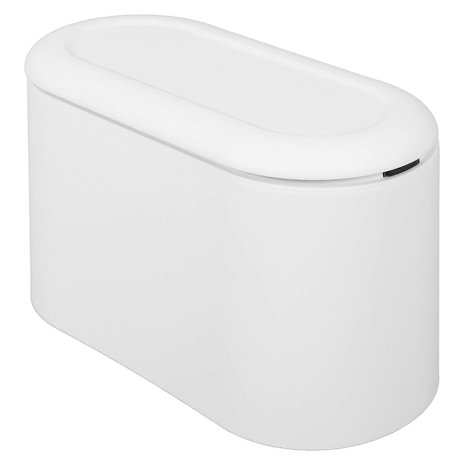 Bedroom Trash Can Litter Storage Box For Home Use Press Lid Garbage Container White 22.00X13.00X11.00CM Small Item Organization 1Set