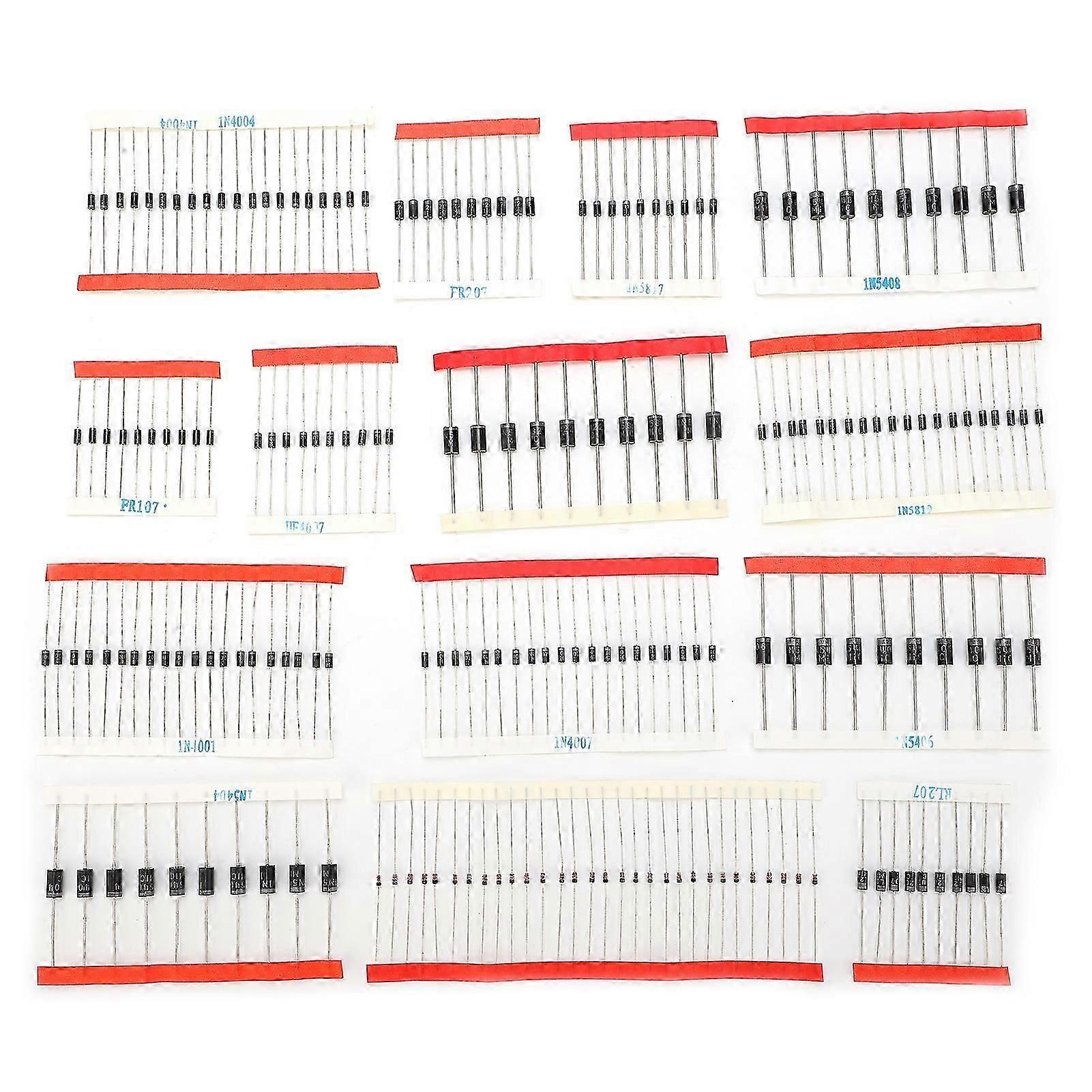 200Pcs Diode Assorted Kit 14 Kinds Electronic Components Package Silver Alloy Industrial Supply