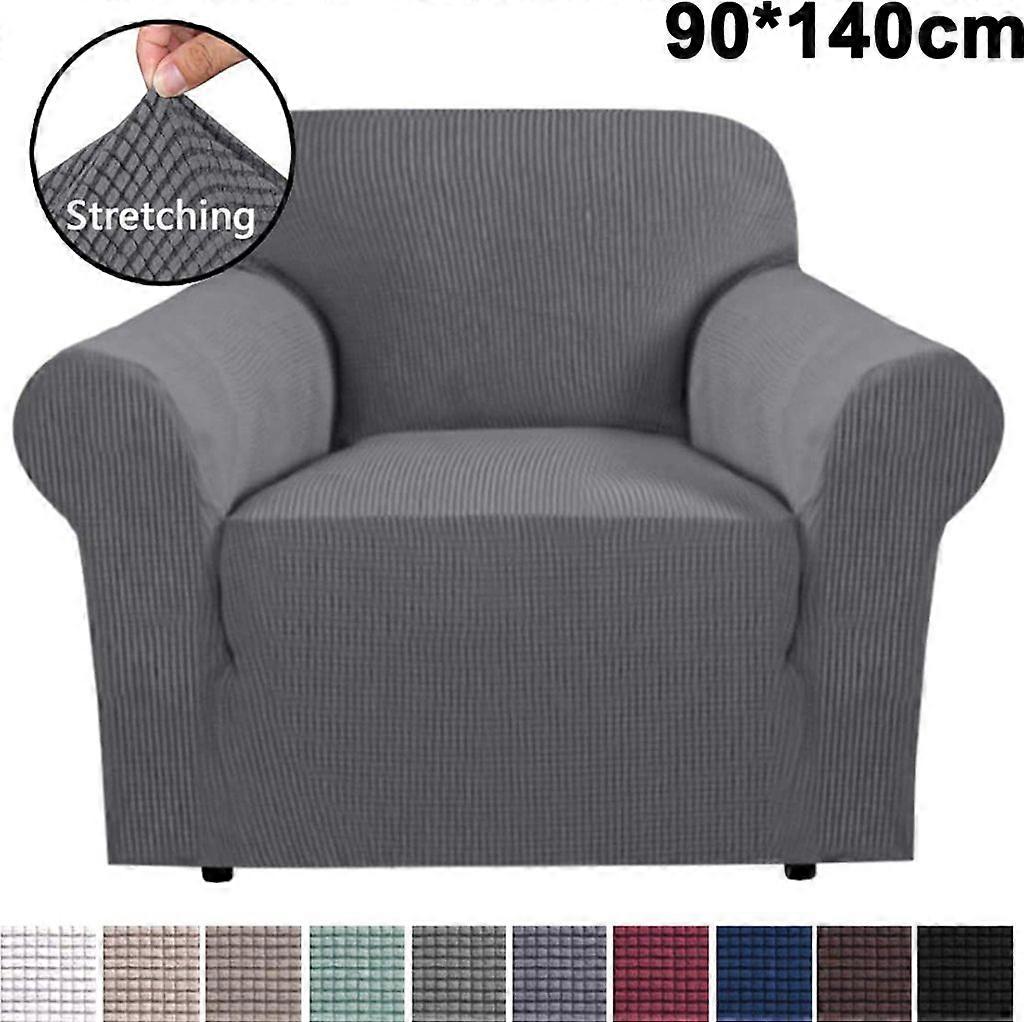 Elastischer rutschfester Sofabezug für Sessel oder Couch (1 Sitzer, hellgrau)