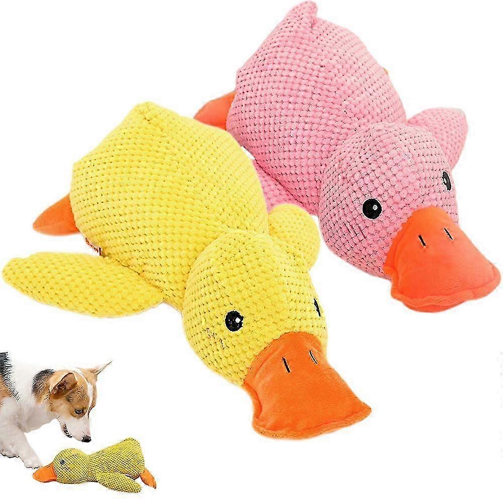 Soft Plush Duck Toy for Dogs, Calming Indoor Chew Toy for Puppies, Yellow and Green Stuffed Duck that Soothes and Entertains Your Furry Frie