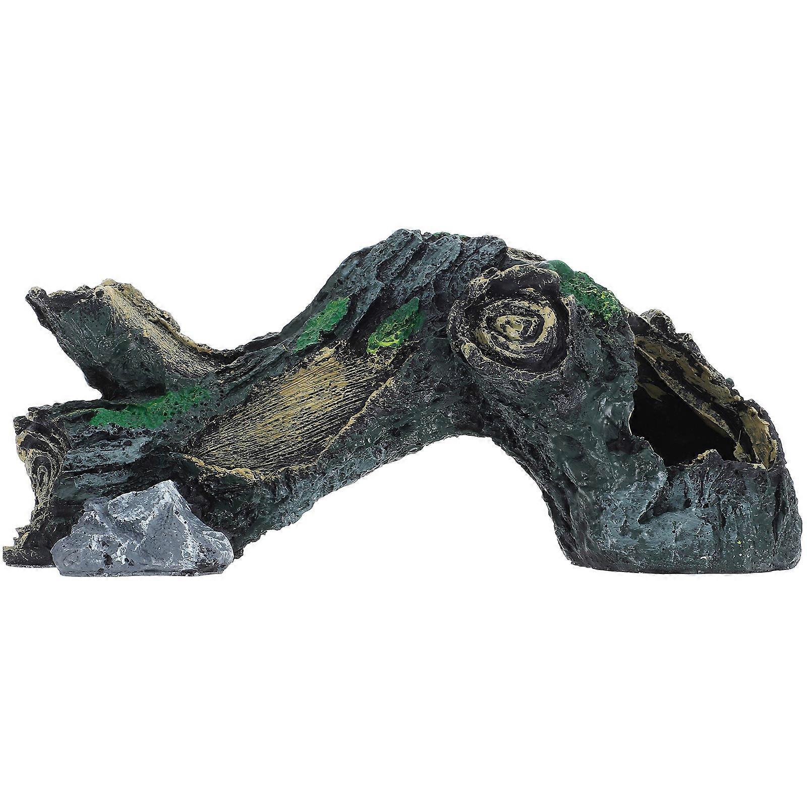Fish Hideout For Aquarium Resin Fake Tree Trunk Decorative Small Fish Tank Decorations With Hiding Hole 1Set