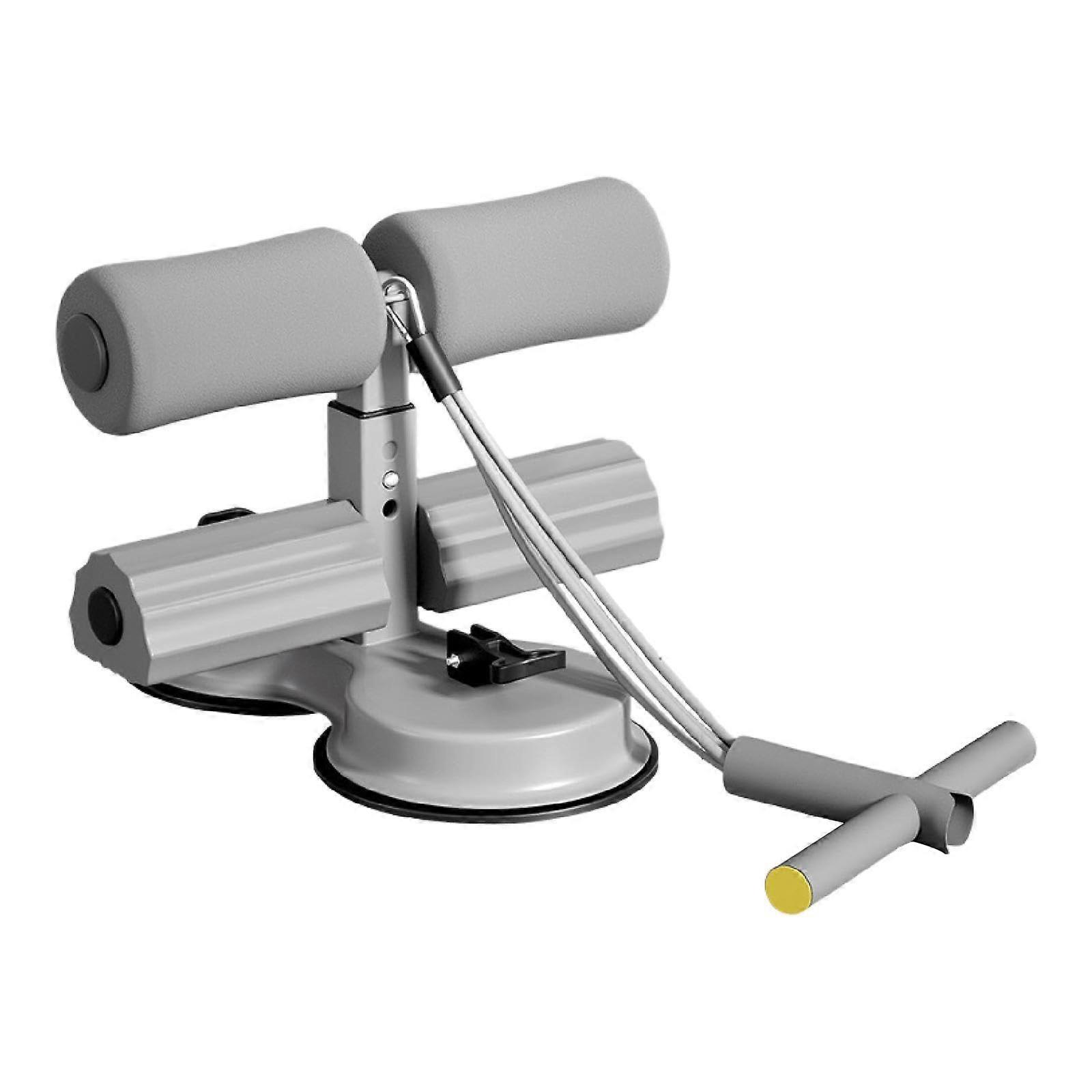 Adjustable SitUp Bar with AntiSlip Floor Holder and Double Suction Cups, AB Machine Aid Device for Home Workouts, Gray.