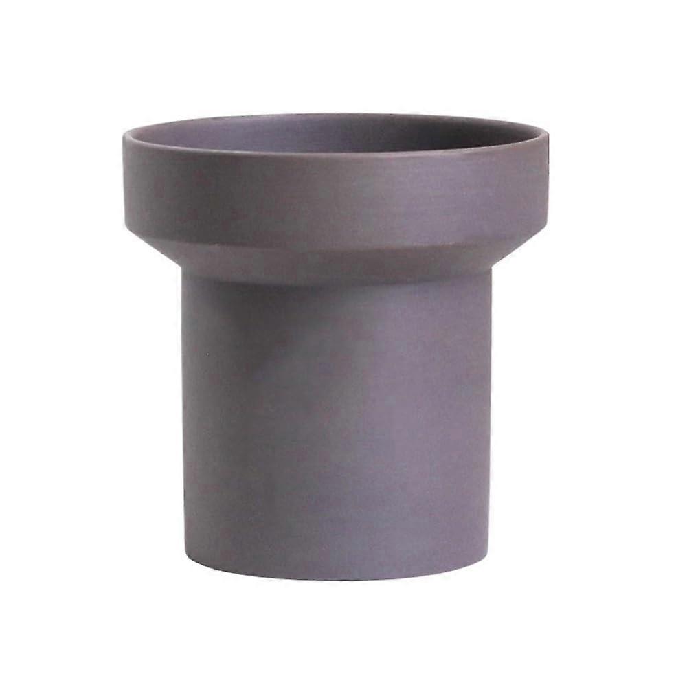 Gray round ceramic flower pot with drainage hole for windowsillliving roombedroom (2 sizes)