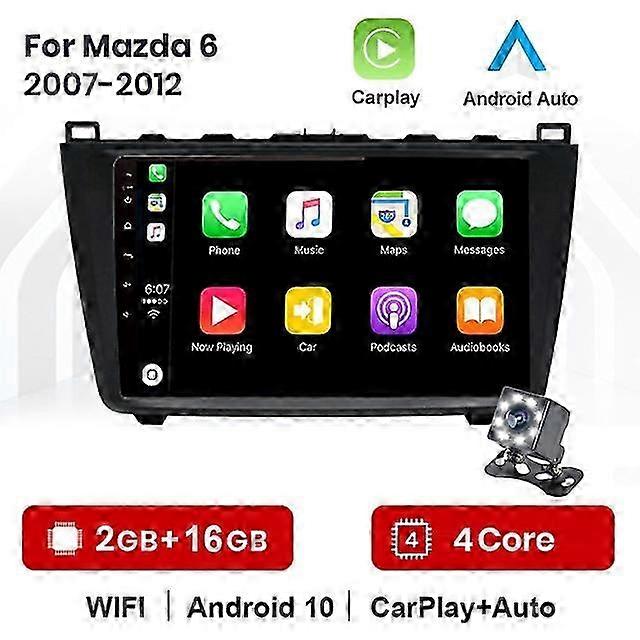 Auto Multimedia Video Player Navigation GPS Android 10.1 mit 4G + 64G für Kompatibel mit Mazda 6 2 GH Modellen von 2007 bis 2012, nicht 2 Din DVD