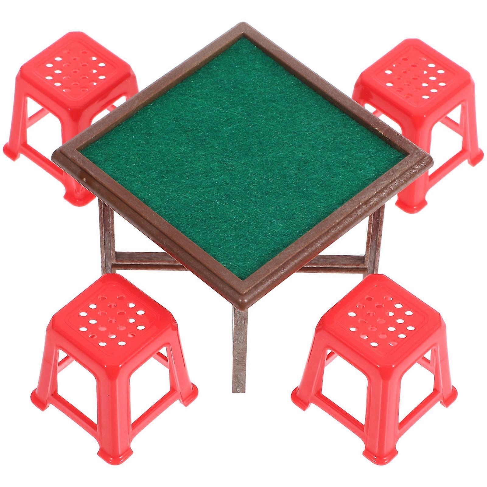 Miniature Furniture Model Mini Mahjong Table Doll House Set Game Room Scene Assorted Color Micro Garden Decor 1Set