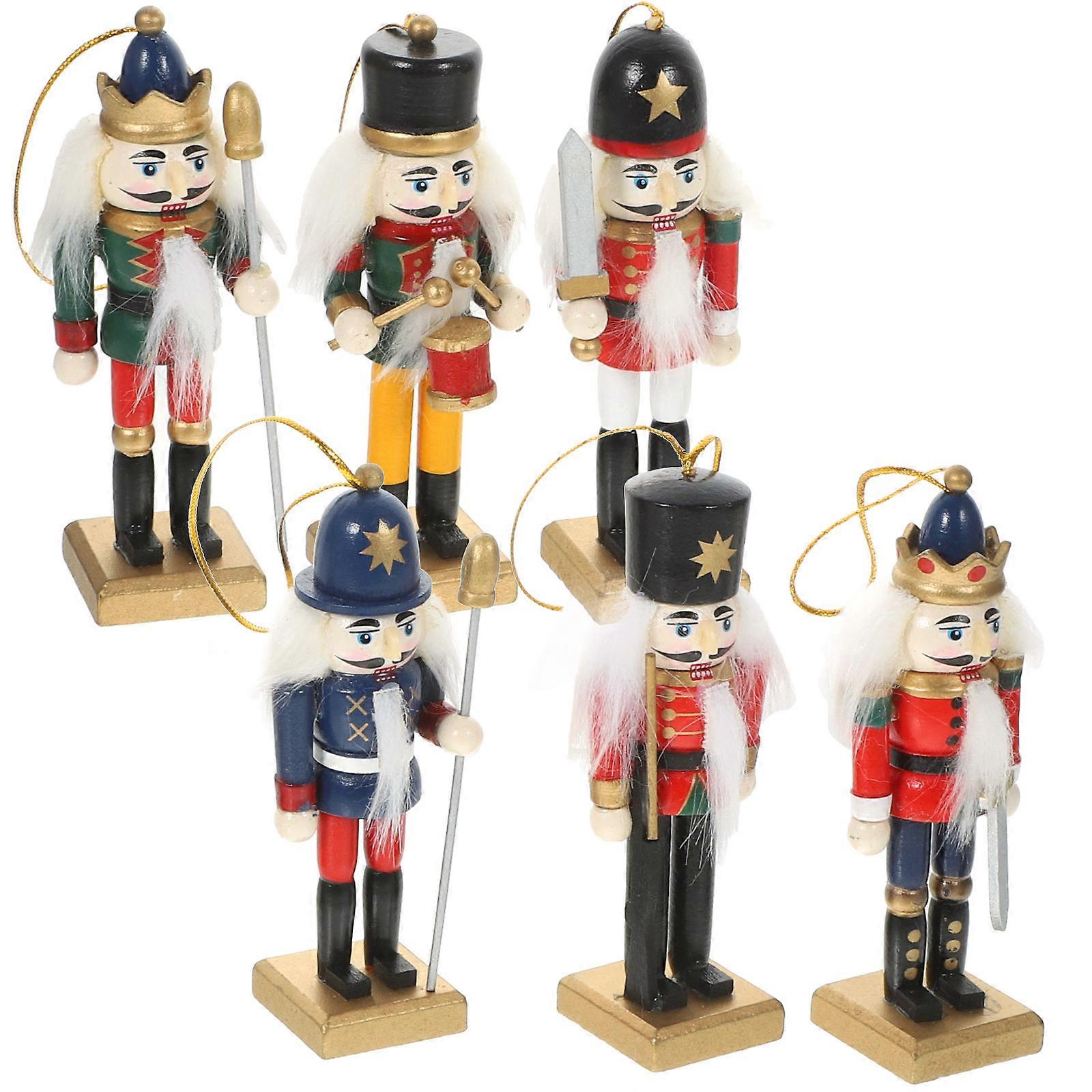 Decorative Nutcrackers Nutcracker Soldier Pendant Home Office Decoration Synthetic Material 12cm 6Pcs