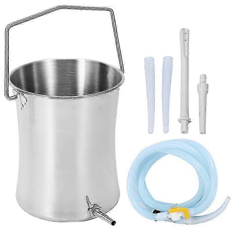 2L Health Stainless Steel Enema Bucket Suitable compatible with Cleansing Reusable Constipation Cleaning Detoxi--Photo Color