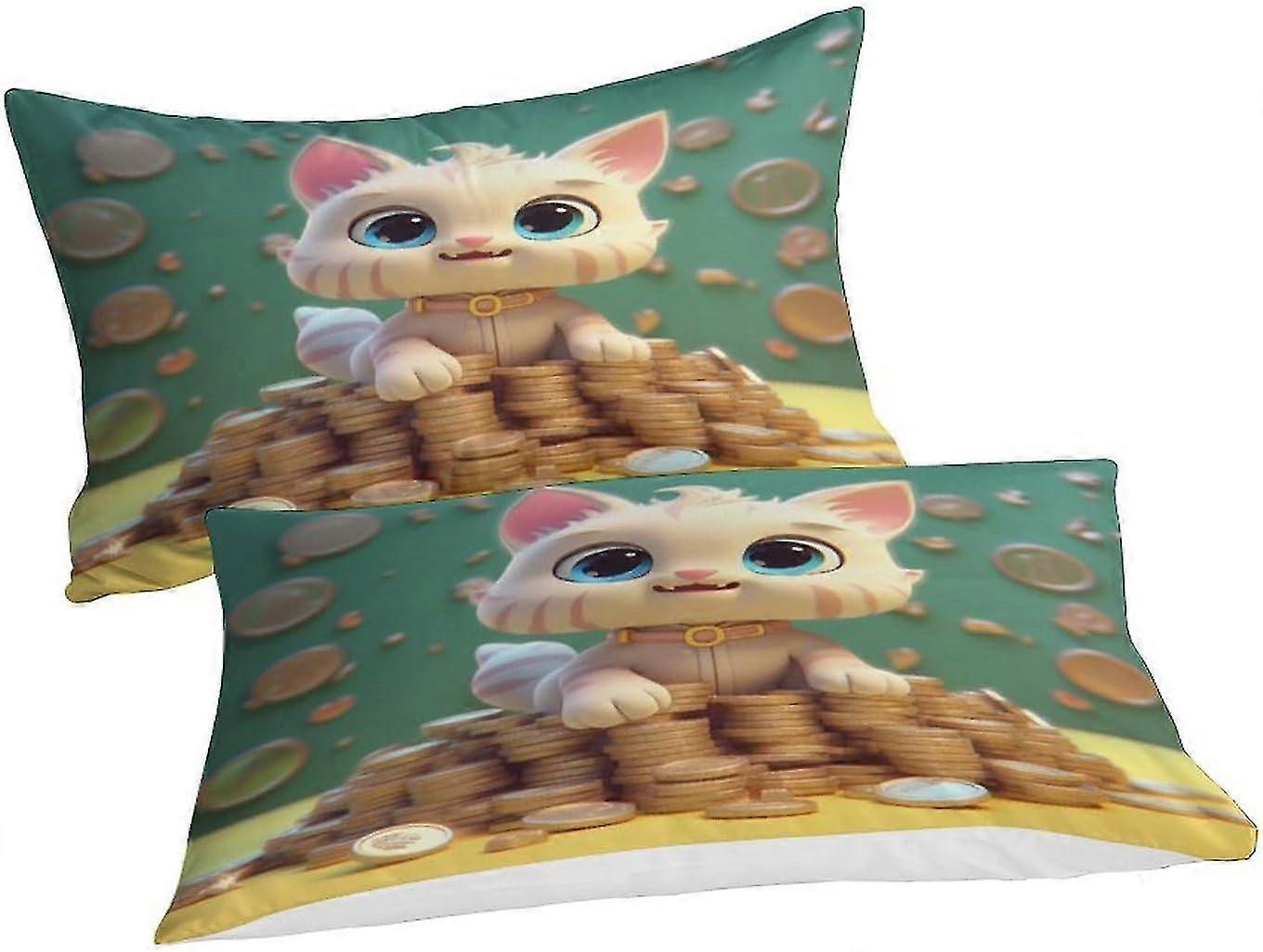 Conjunto de capa de edredom para gatos de 3 peças 3D Cama de animais Colcha de fácil cuidado com fecho de zíper, cama dupla de microfibra