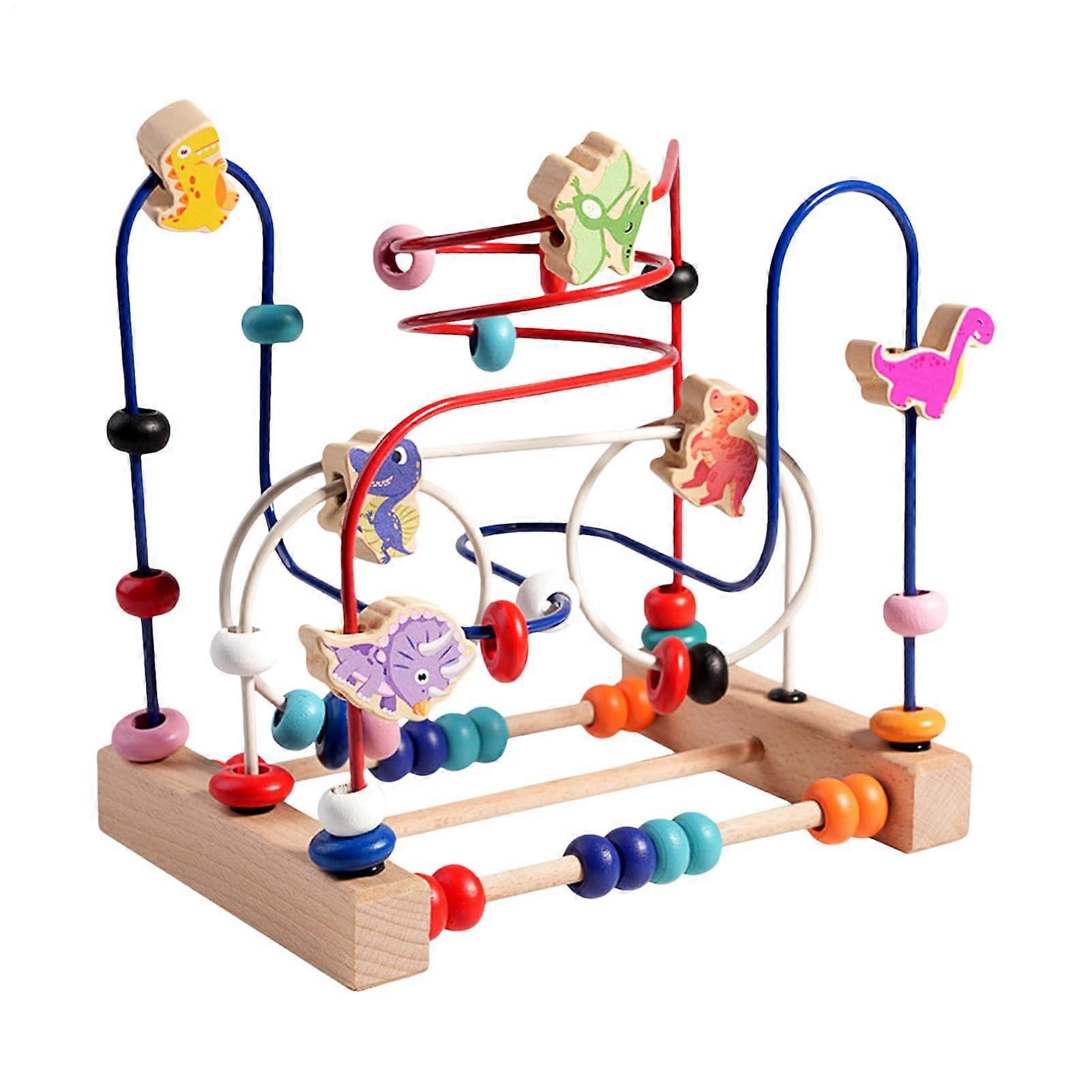 Wooden bead labyrinth toy – Wooden bead roller coaster Educational toy with abacus beads, fine motor skills development toy for boys and girls.