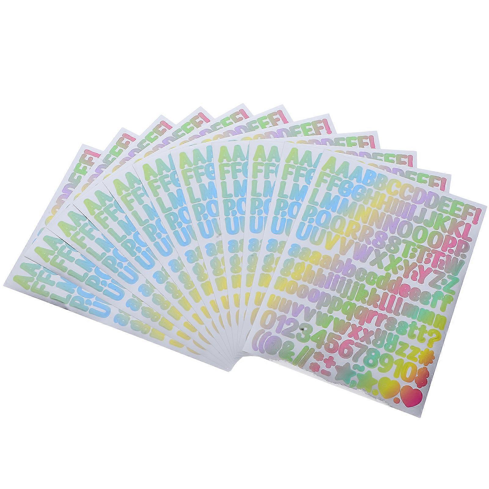 Vinyl Decorative Decals Alphabet Decals Stickers Multi-colored Gradient 10Pcs