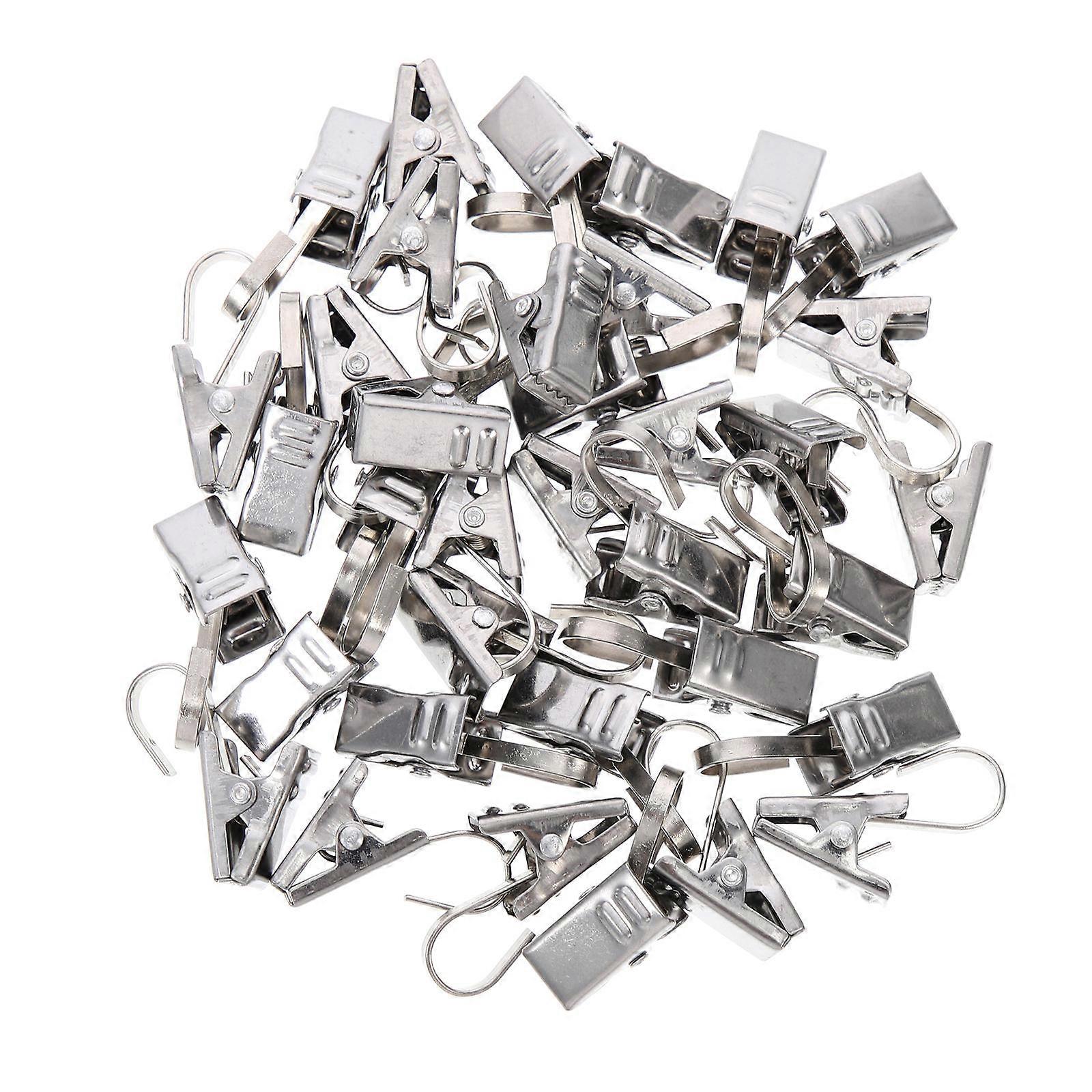 Sturdy Curtain Clip Curtain Accessory Multi-Purpose Hook Clips Silver 50Pcs