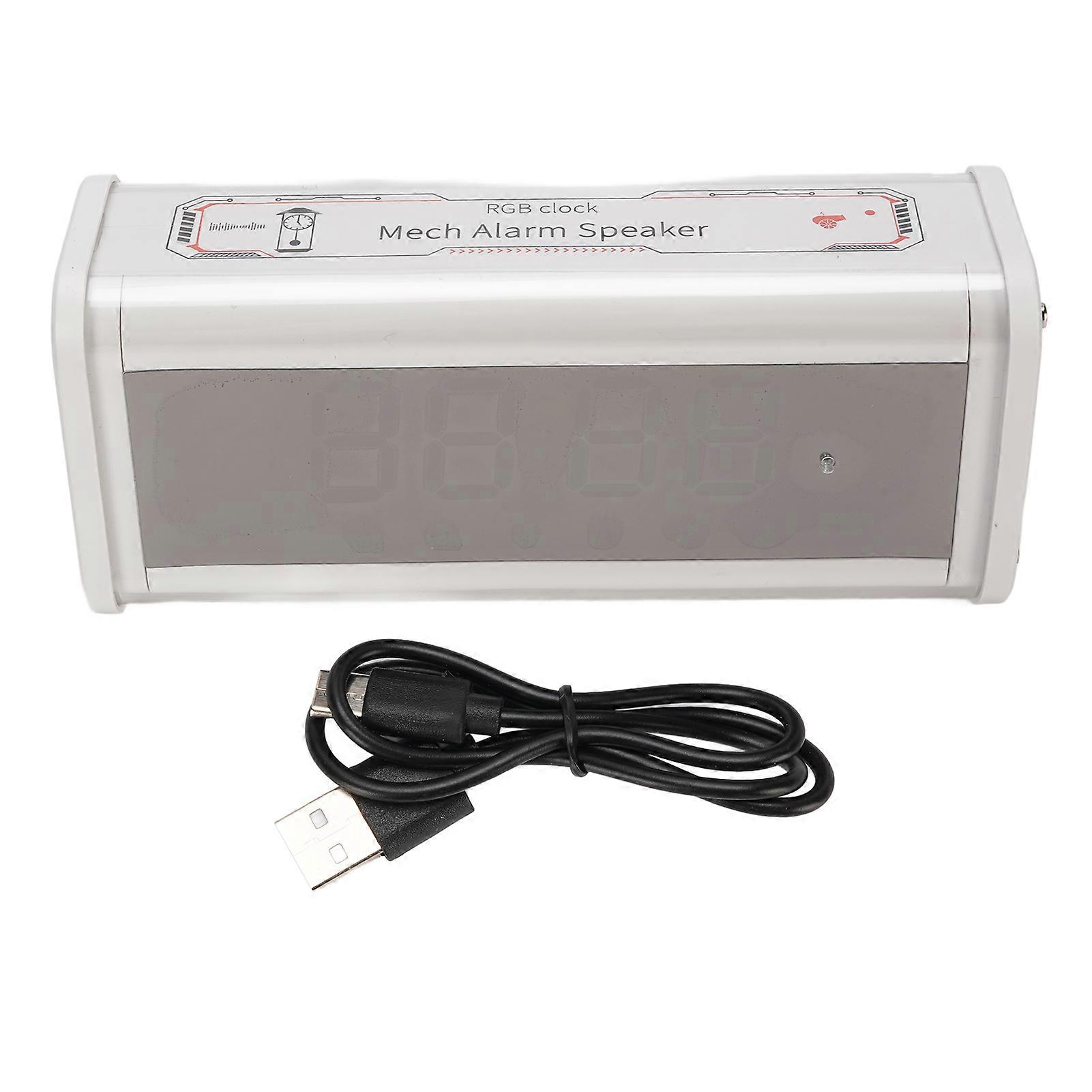 White Bluetooth Speaker with Alarm, Temperature Display, and High Fidelity Sound