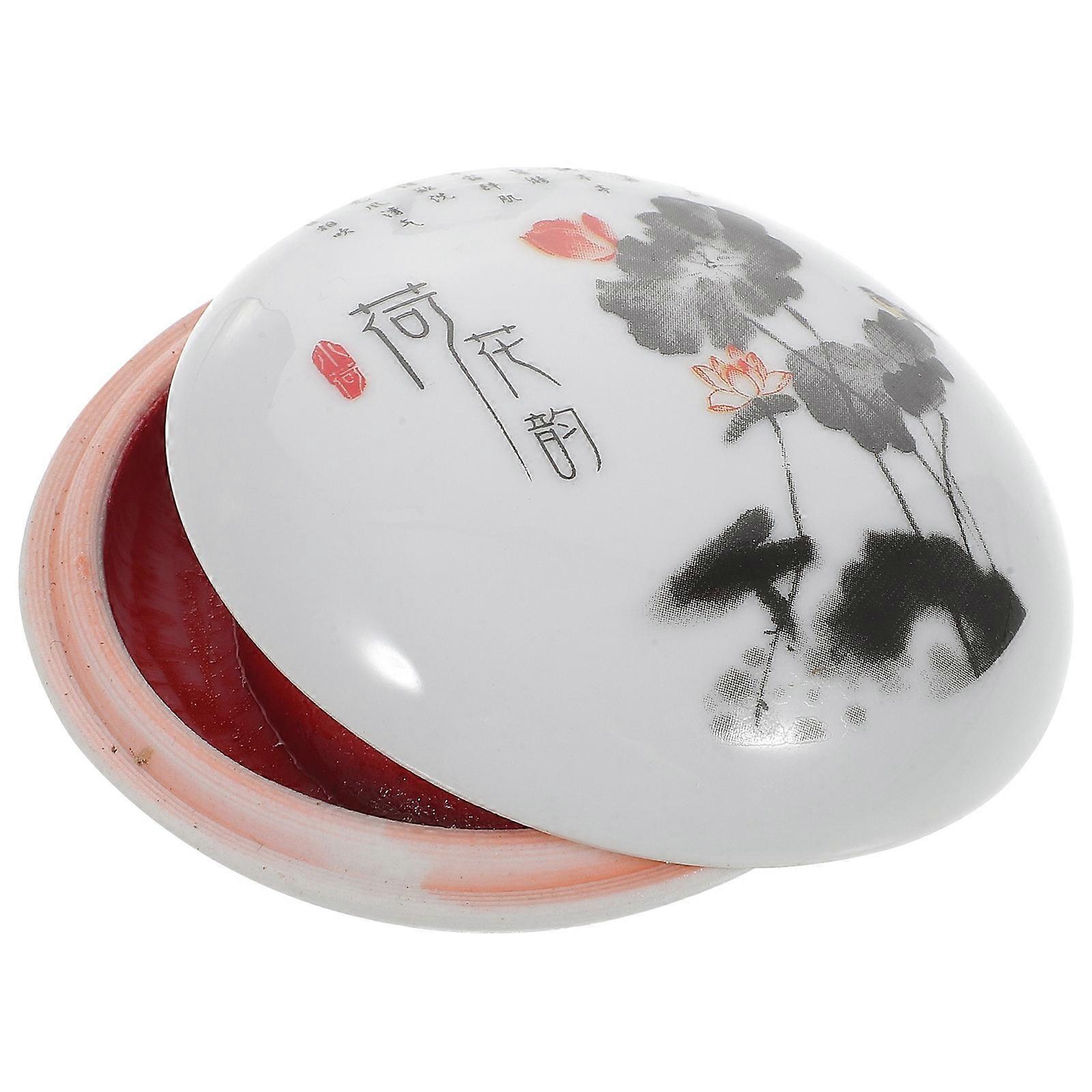 Chinese Style Durable Ceramic Ink Pad for Calligraphy, Stamping, and Artwork – Red Inkpad for Painting and Sealing, Ideal for Home and Office Use