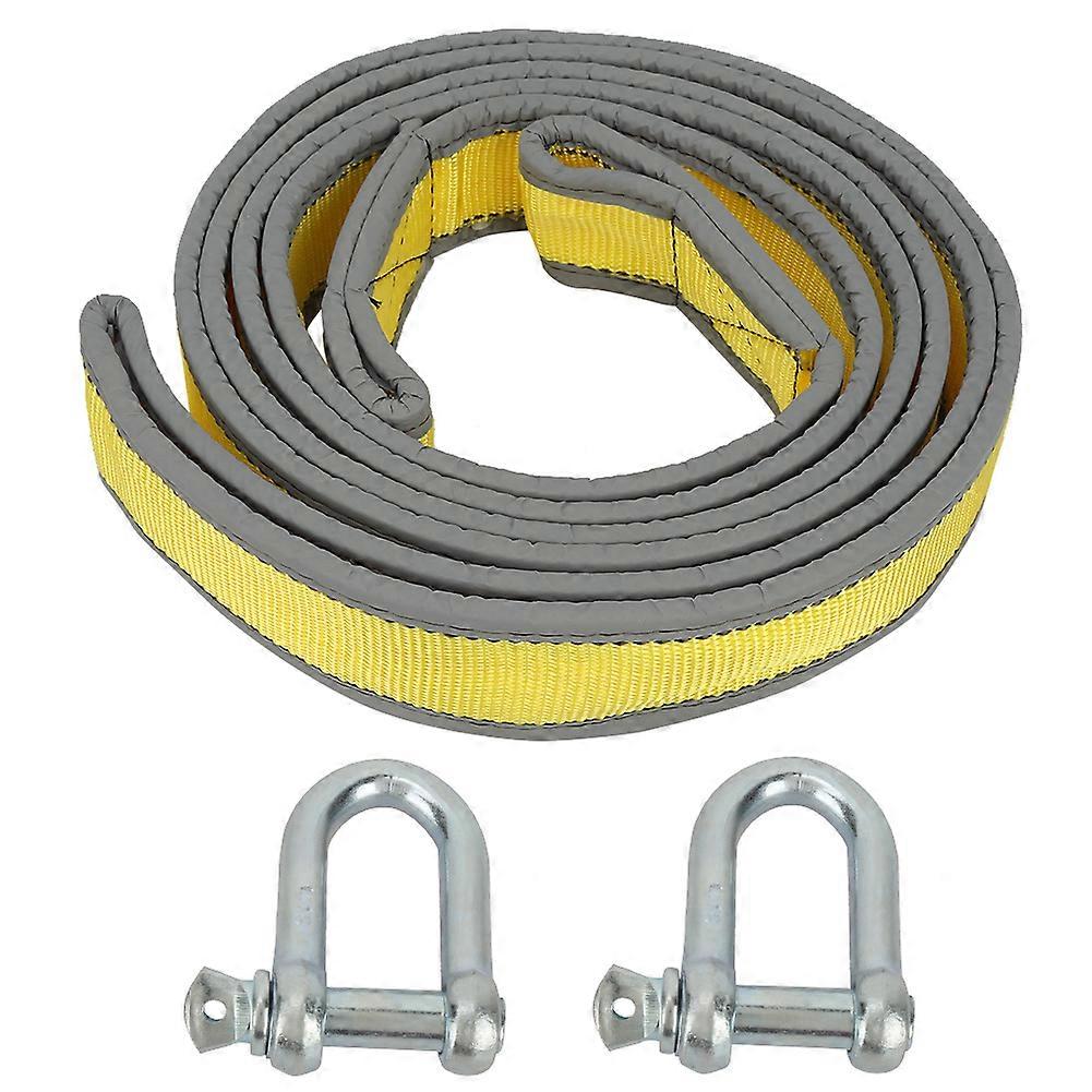 8 Tons High Strength Car Trailer Towing Rope Recovery Tow Strap with U shape Hooks(Yellow Grey)