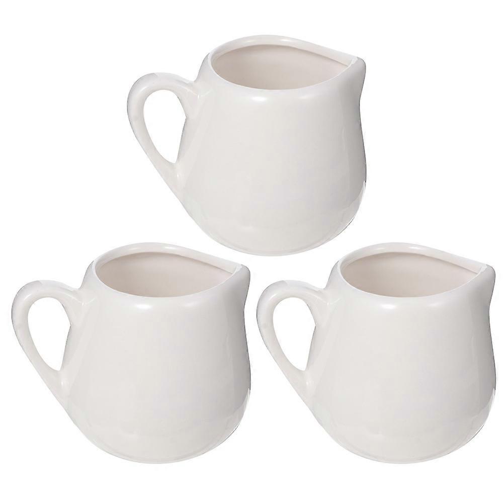 3Pcs Mini Milk Jug Ceramic Sauce Cups with Handle for Home