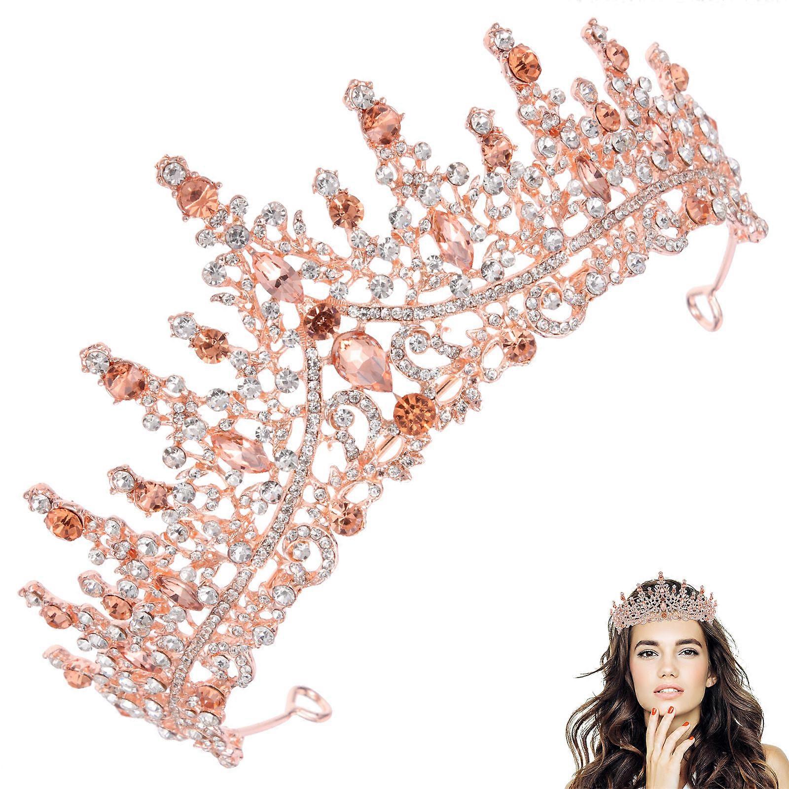 Wedding Bride Tiara Bridal Crown Delicate Design Long-term Wear Peach Color 1Pack