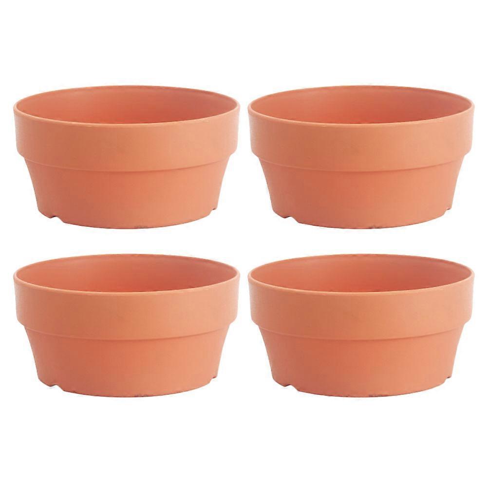 Plastic Flower Pot 4Pcs Khaki Efficient Drainage Design for Home