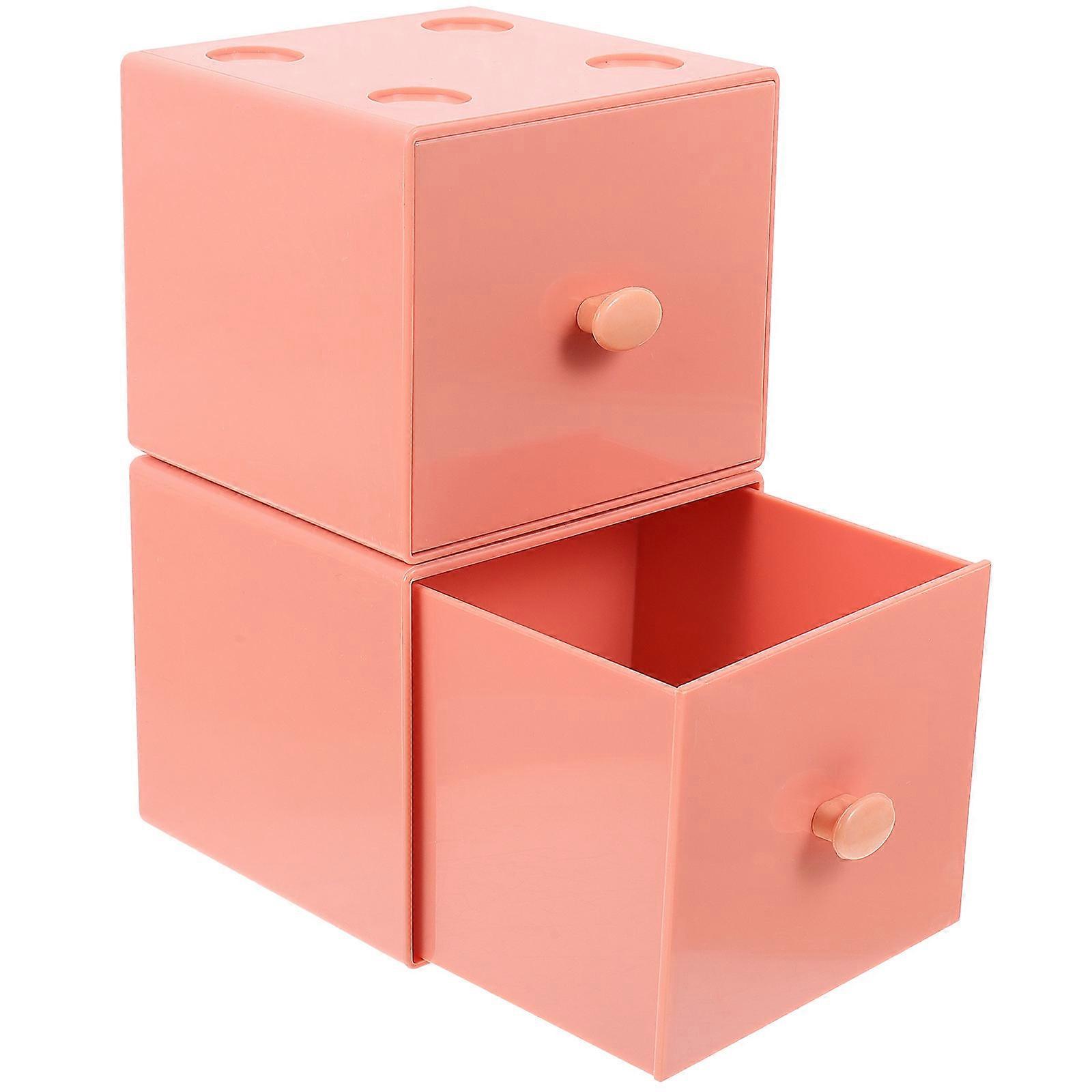 Makeup Organizer Drawers Small Drawers for Desktop Cosmetics Organizer Daily Use Home Organization 9.4X9.1X8.3CM Orange Material 2Set