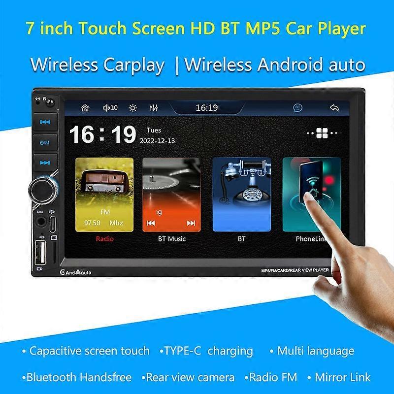 7'' Wireless CarPlay Double Din Car Stereo Radio IPS Touchscreen Bluetooth 5.2 FM Radio Android Auto