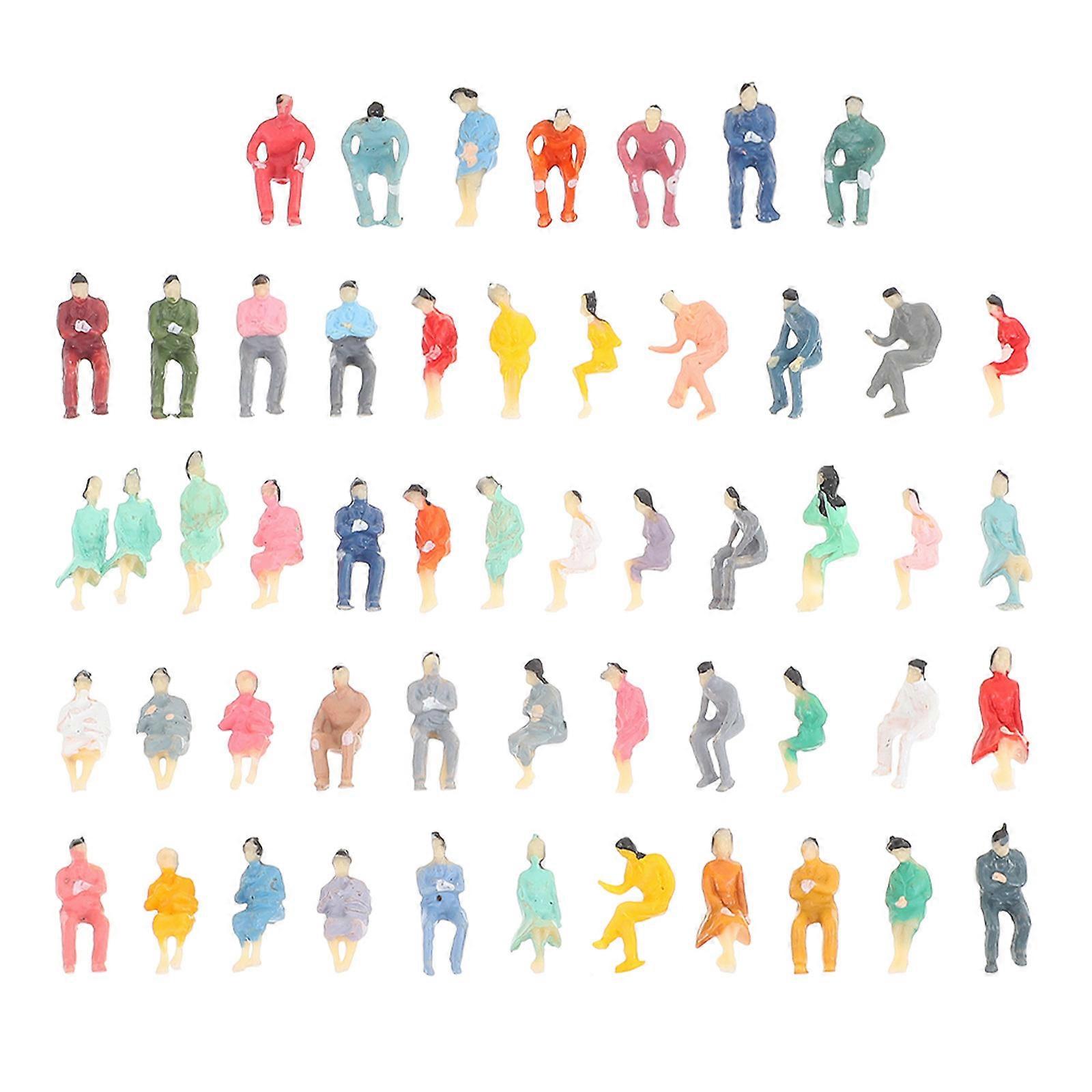 100pcs Mini Human Models Plastic Figurines for Decoration Assorted Color Micro Landscaping Props