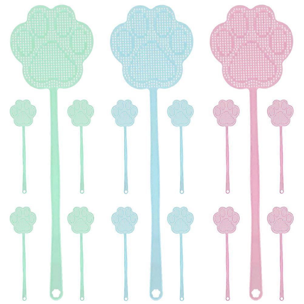 Fly Racket for Home Summer Control Durable Design Long Handle Green 15Pcs