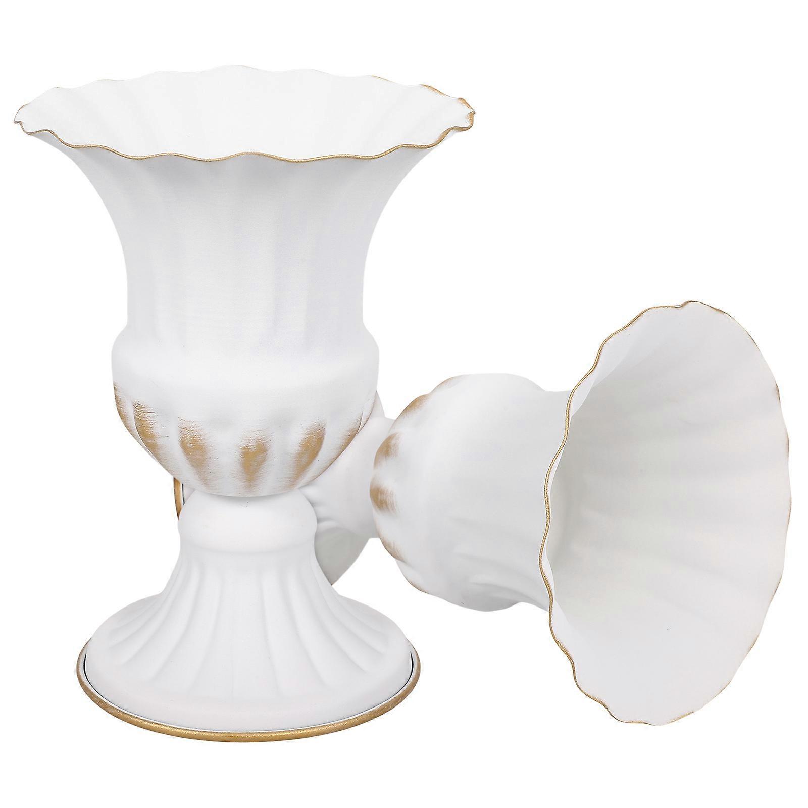 Iron Flower Vase 2Pcs White Decorative Graveyard Vase with Versatile Use for Storage