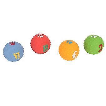 2025 Latex Dog Ball Toy Squeaky Interactive Soft Puppy Chewing Fetching Toy met Fun Pattern voor Small Medium Pet 4 stuks