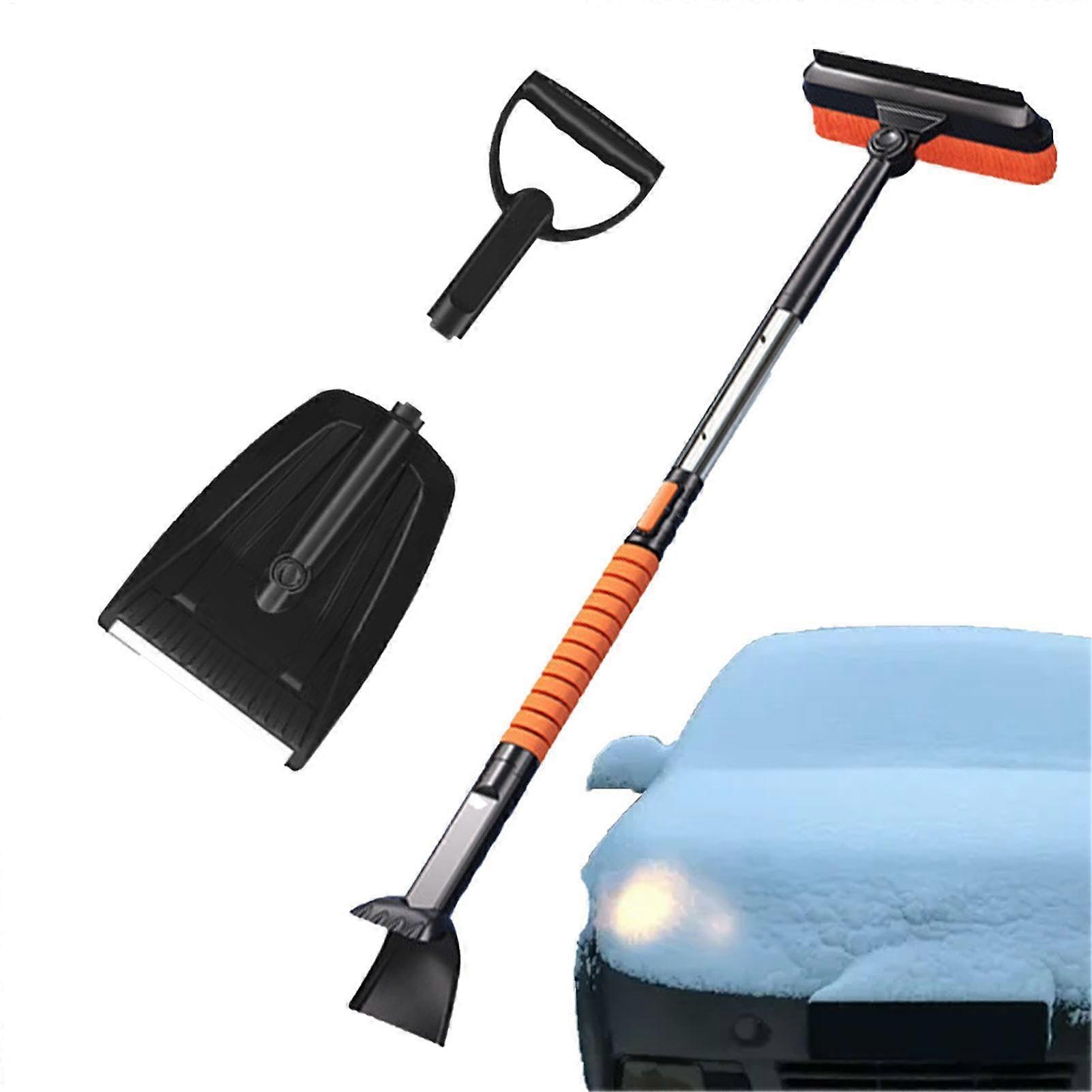 Snow shovel for driveway, foldable, portable with foam grip and aluminum handle
