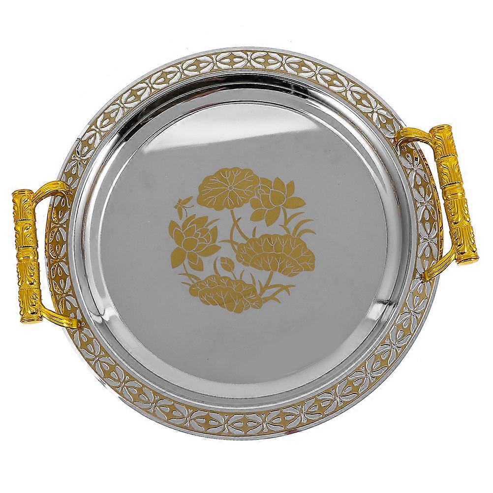 Stainless Steel Storage Tray with Gold Pattern for Snacks, Fruits, Candies, Nuts, and Desserts – Ideal for Home, Hotel, and Buffet Serving
