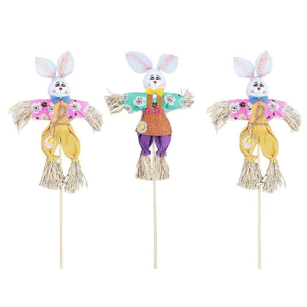 Easter Rabbit Scarecrow on Stake Autumn Fall Harvest Decoration for Home Outdoor 6Pack
