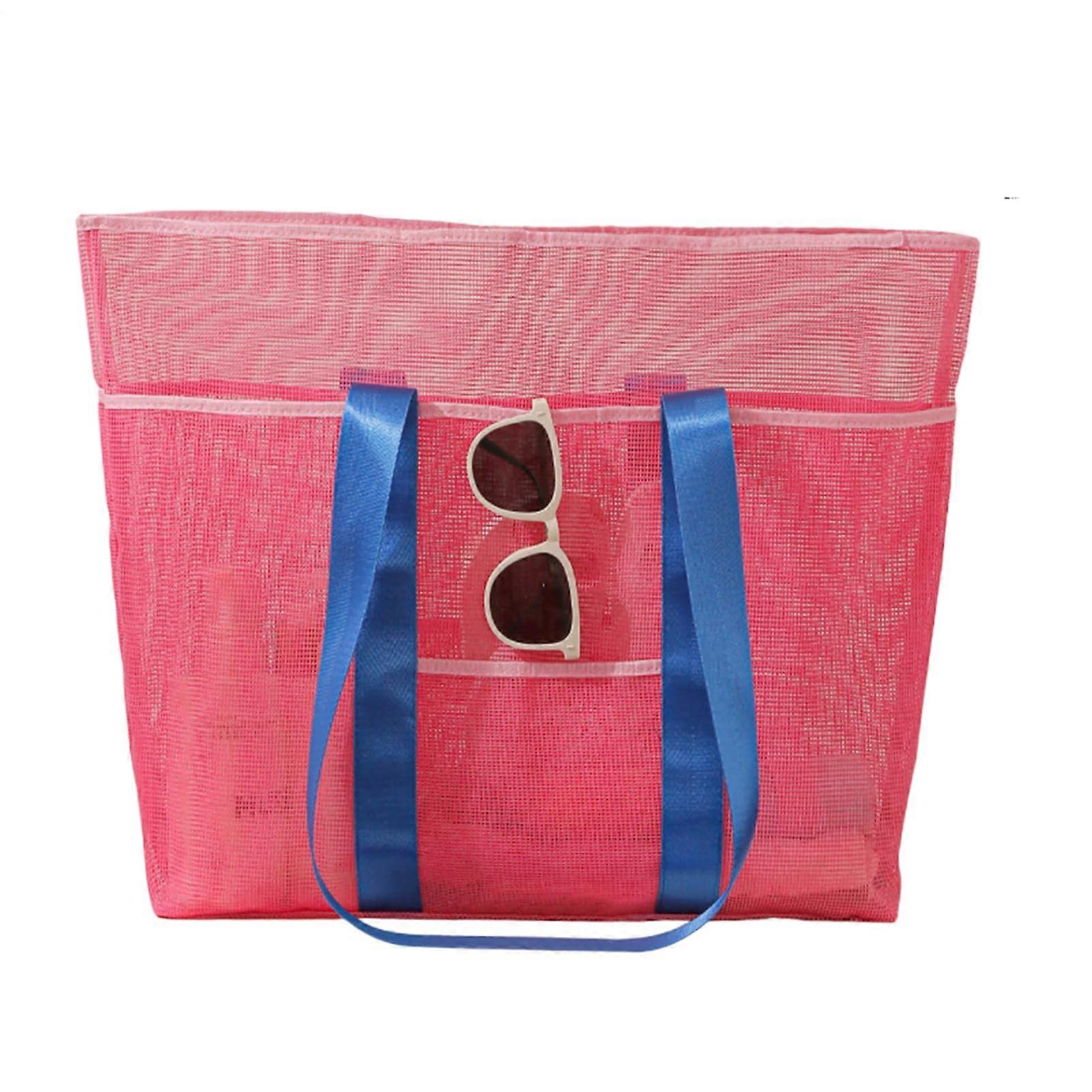 Sand Toy Bag - Foldable Hobo Handbag in Pink for Towel, Hat, Water Bottle, Keys, Wallet, Phone, Swimsuit, Sunscreen, Sunglasses