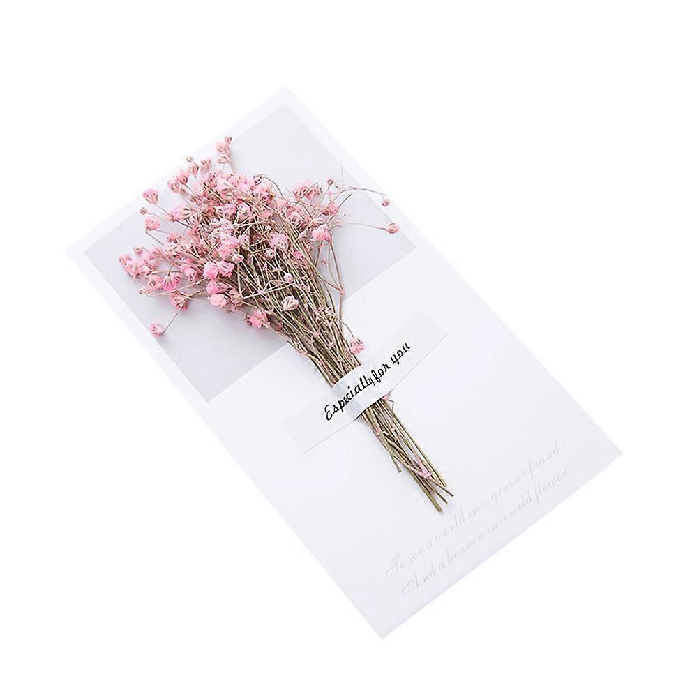 Handmade Greeting Card Pink Dried Flower For Wedding Shower Invitations And Mothers Day Party 6.3×3.5×0.1in 6Set
