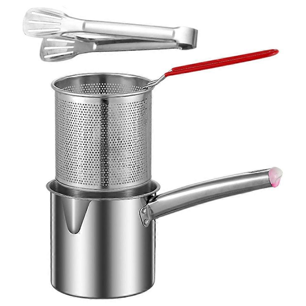 Small Deep Fryer Metal Frying Pot Home Use Hot Pot Cooking Deep and Straight 1 Set