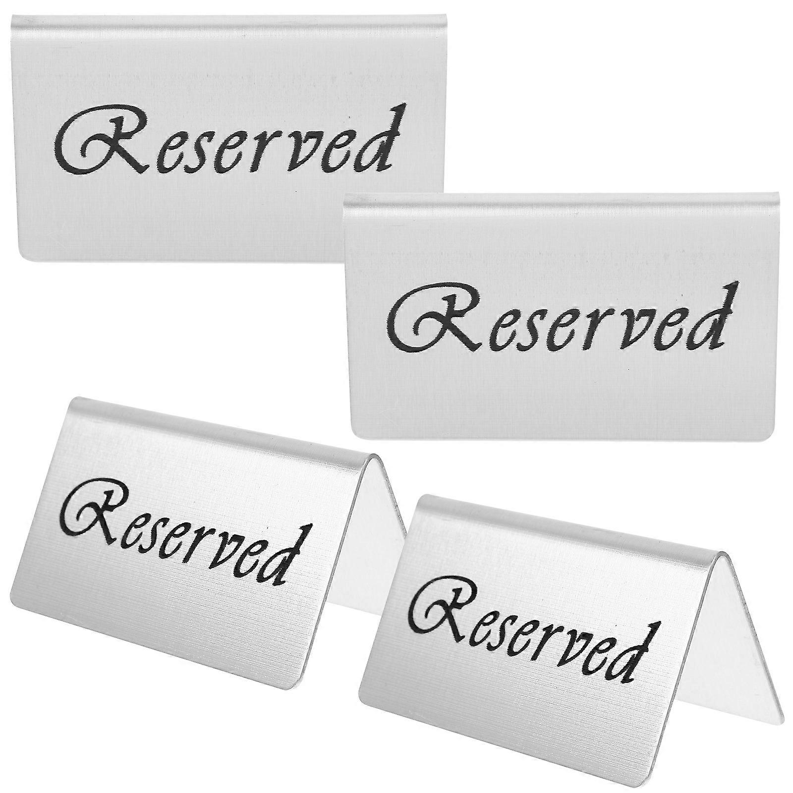 Reserved Table Sign for Formal Gatherings Stainless Steel Material Rectangular Shape Table Number Indication 4Pcs