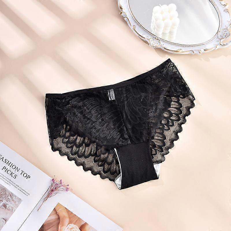 Large Size Women's Mid-high Waist Lace Briefs Sexy Lace Soft Breathable and Comfortable Underwear Suitable for Fat Girls