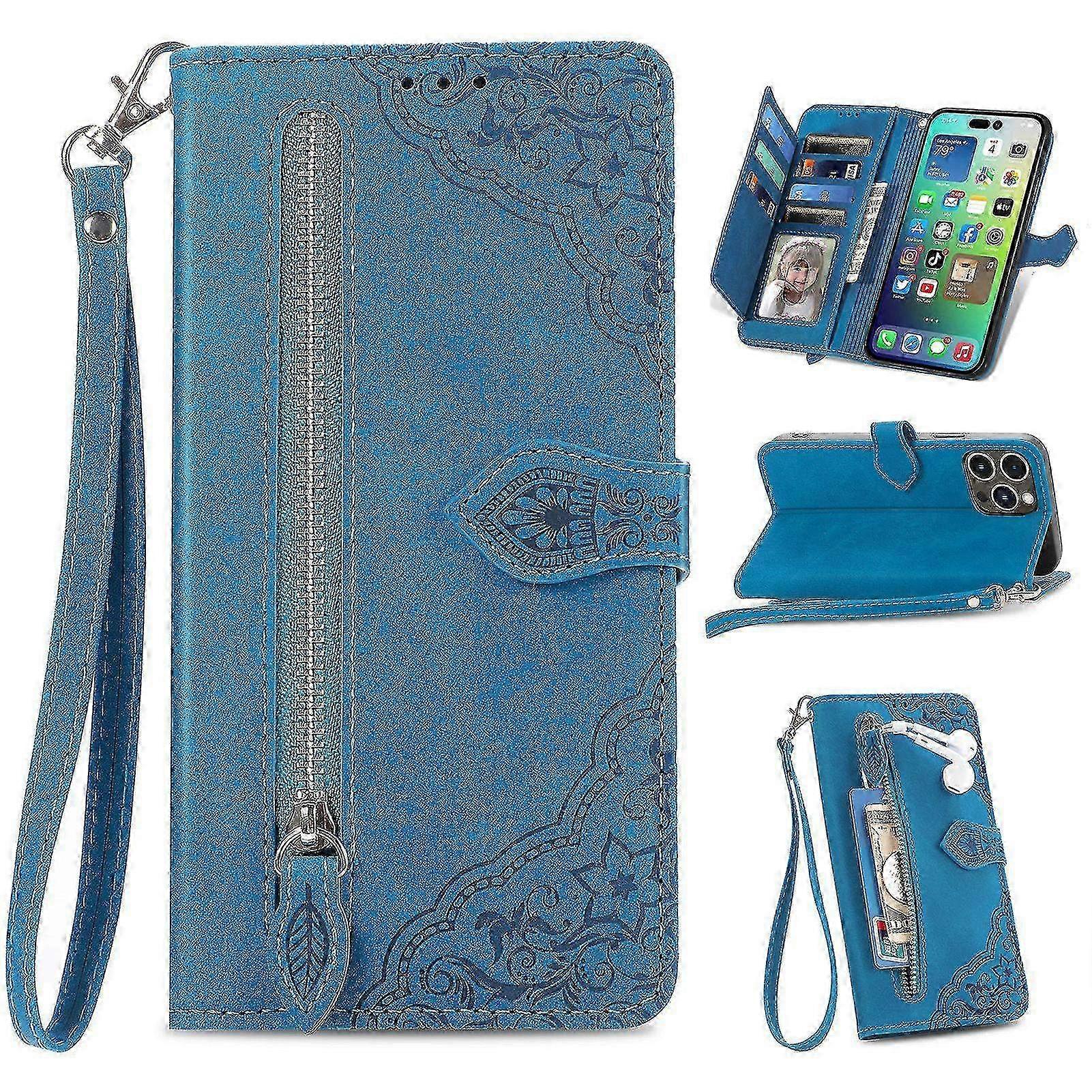 Leather Wallet Phone Case with Zipper for iPhone X, XS and XR - Flip Cover Compatible with iPhone Models