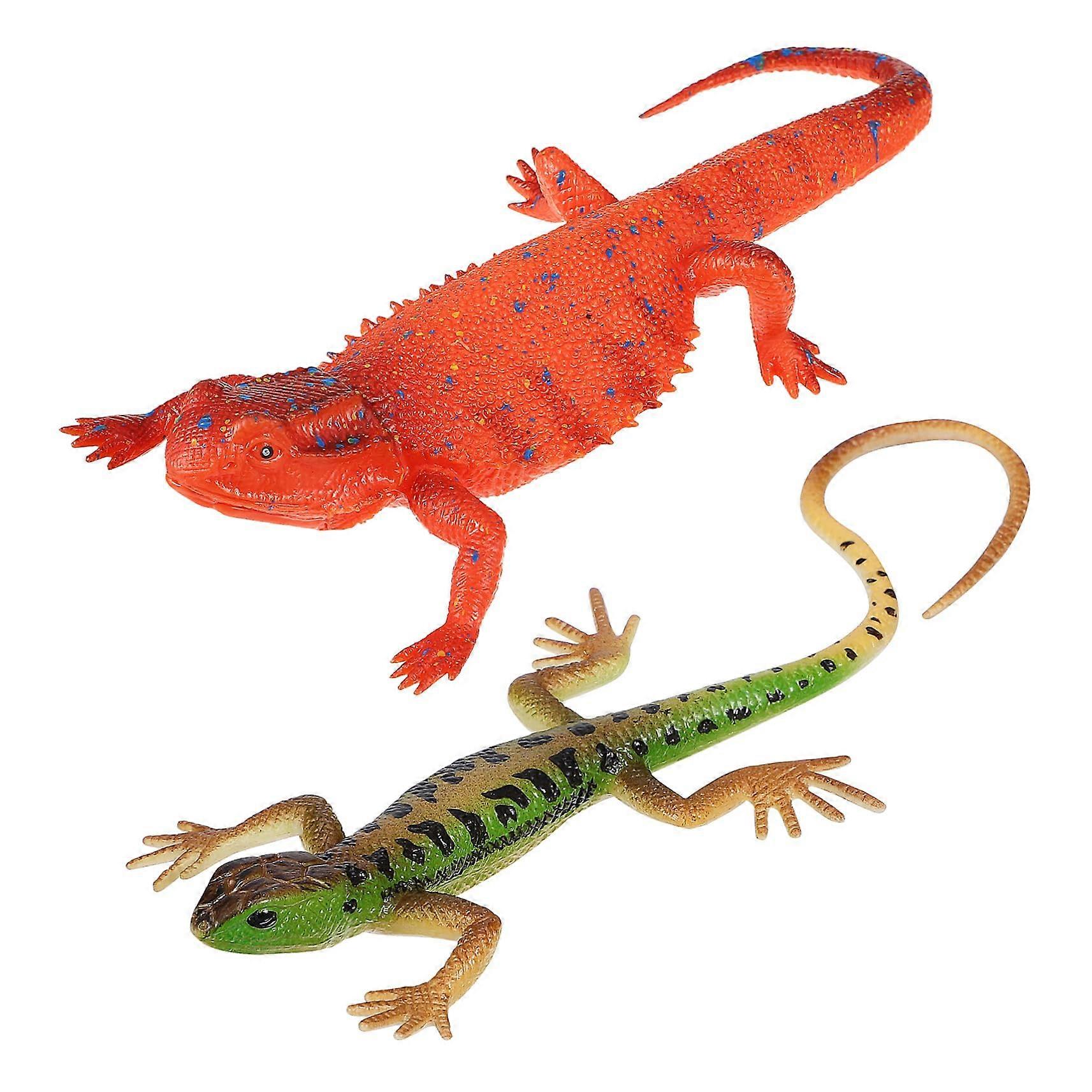 Lizard Figurines Set Of 2 Mini For Desktop Decoration Educational Use And Collectibles