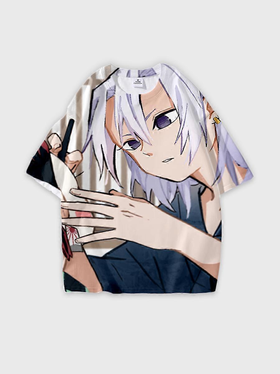 T-shirt round neck Character Pattern loose short sleeve P1593