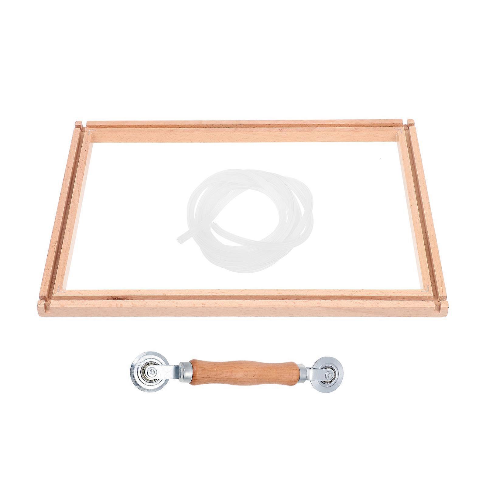 Embroidery Scroll Frame Stand Adjustable Diy Sewing Tool For Craft Projects 35.5x24cm Khaki 1Set