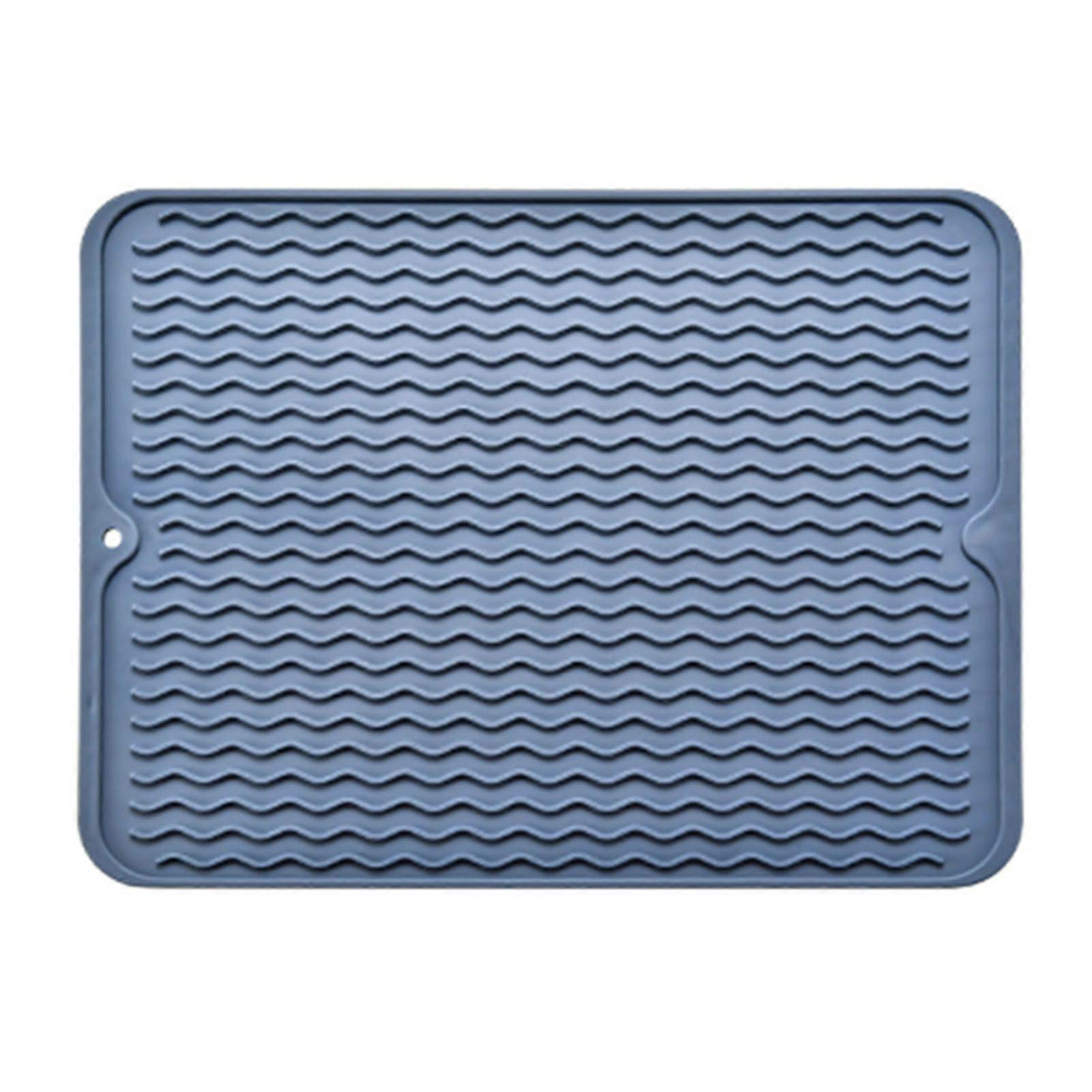 طاولة عازلة المطاط حصيرة المضادة للانزلاق للماء مقاومة للحرارة مجفف أطباق مفرش للمطبخ الأزرق