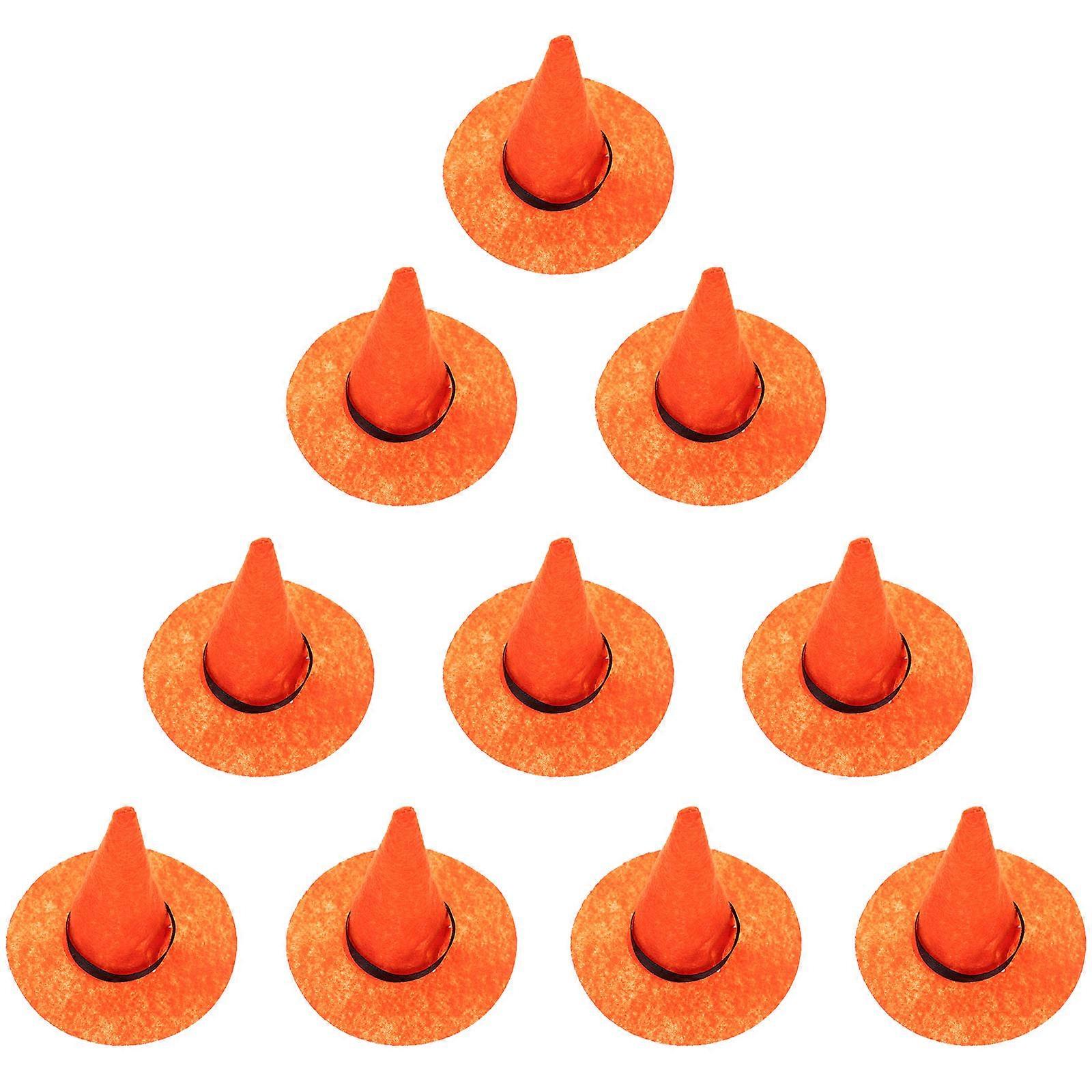 Tiny Craft Hats for Halloween Party Home Decoration Orange 10Pcs Unique Design