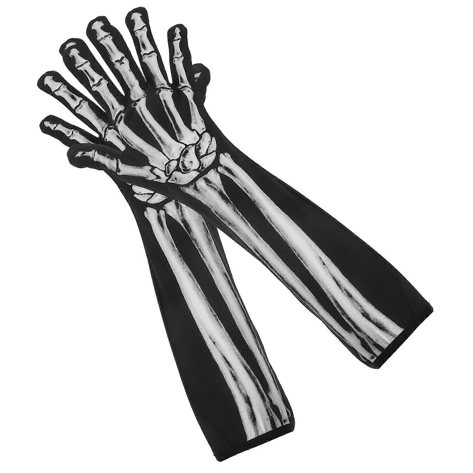 Scary Halloween Ghost Gloves Full Finger Style For Costume Accessory Medium Size 1 Pair Decoration