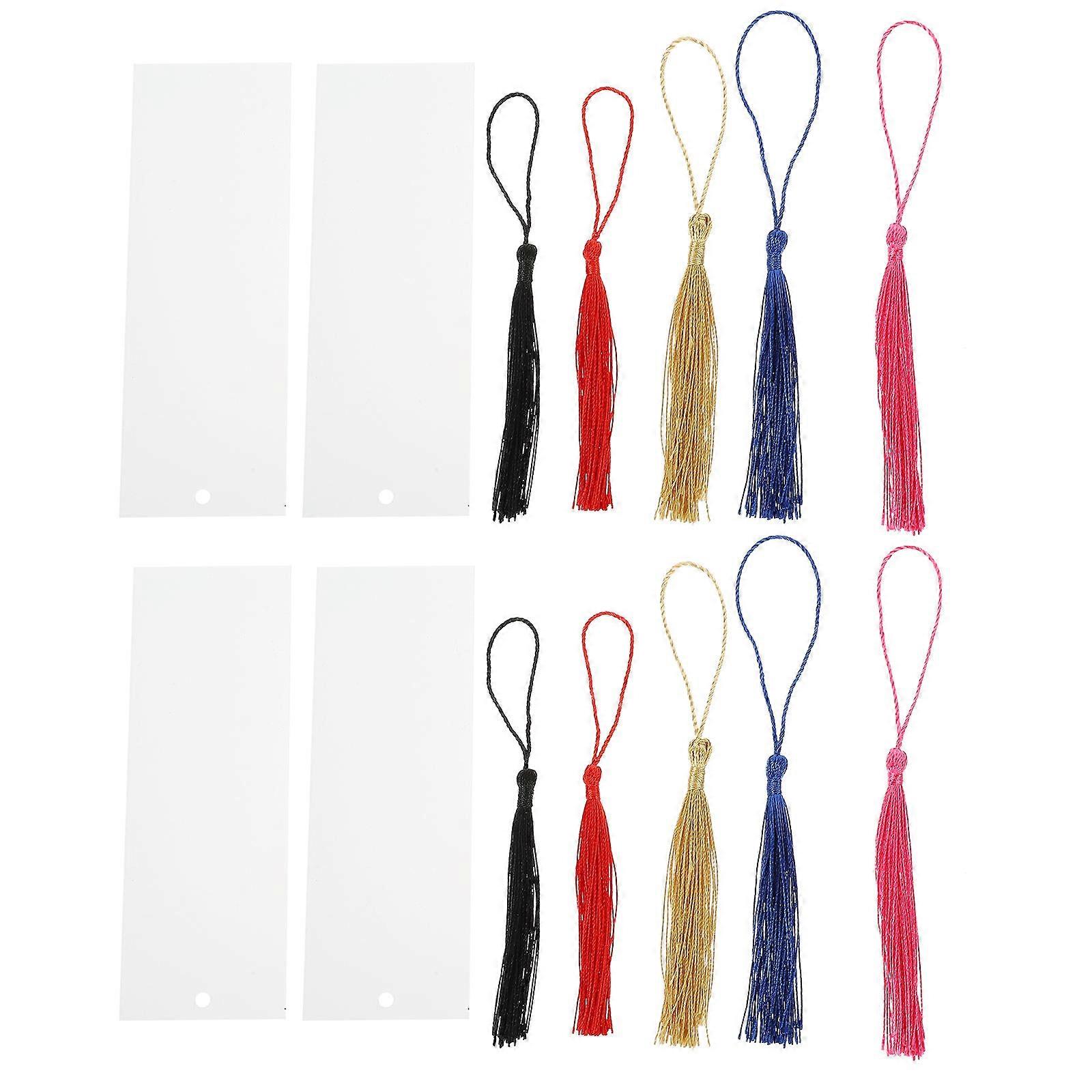 Transparent Acrylic Bookmarks with DIY Mini Tassels – Macrame Craft Design for Personalization and Decoration – 10 Pack Set
