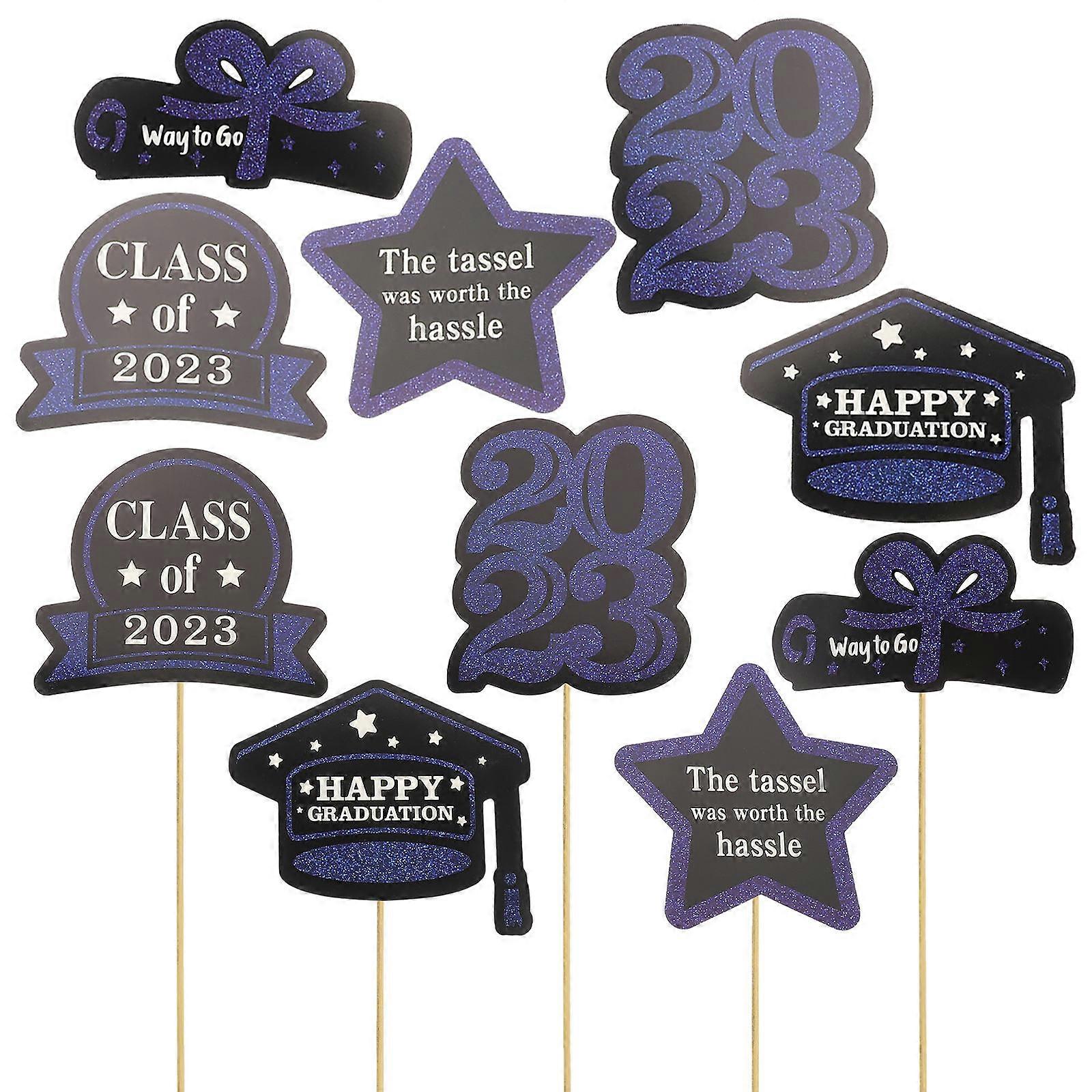 Graduation Party Decorations 1 Set Chic Design Rectangular Cupcake Toppers Including Vase Insert Cards And Flowerpot Decor