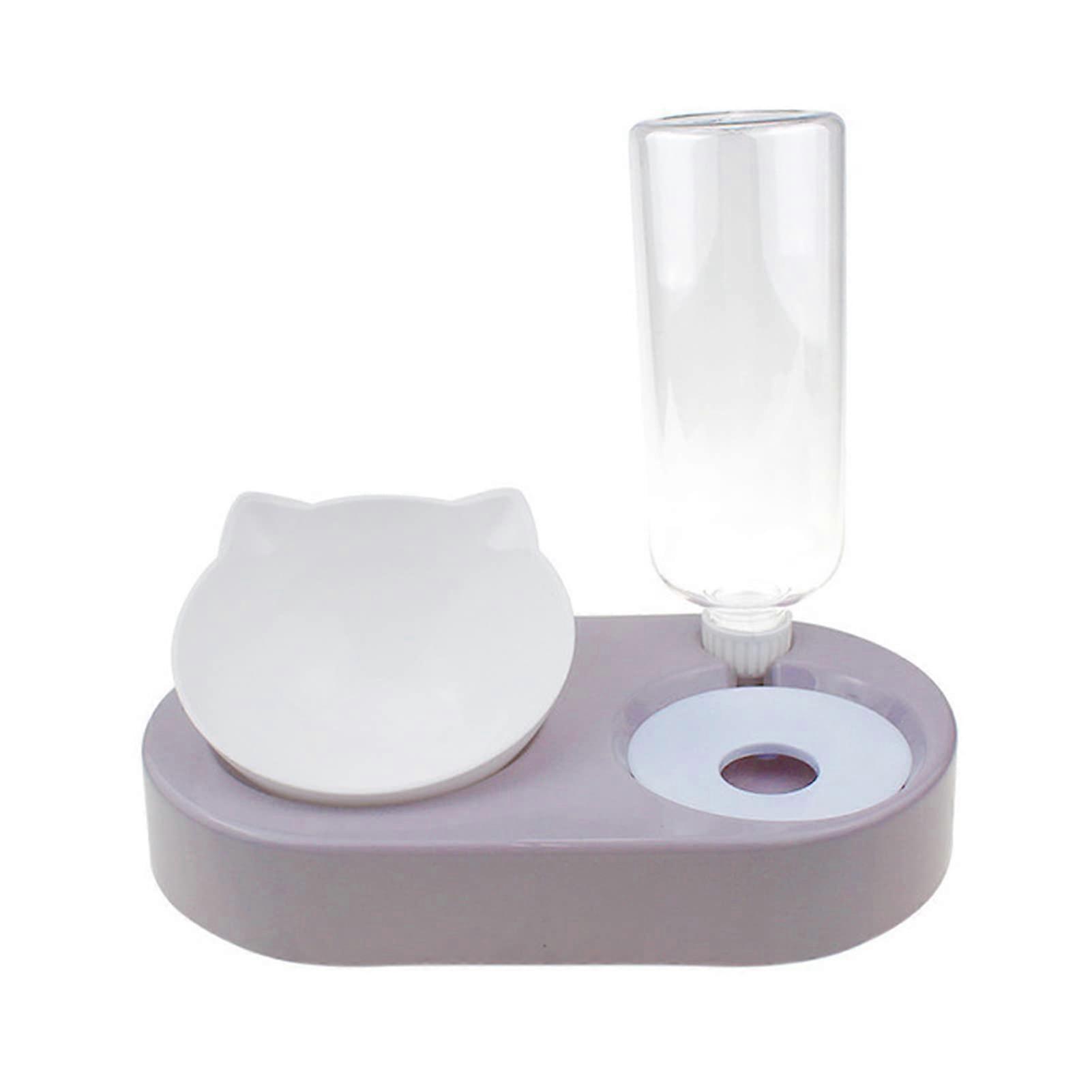 Elevated tilted cat food bowl, splashproof water container, Gray.