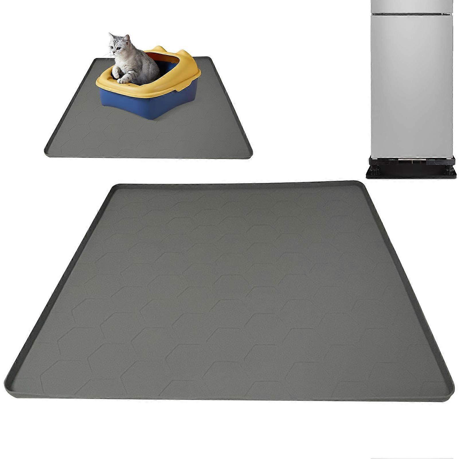 Under-Fridge Mats for Floor Protection, Silicone Mat 23.6 x 23.6 Inches Compatible with Mini Fridges, Gray
