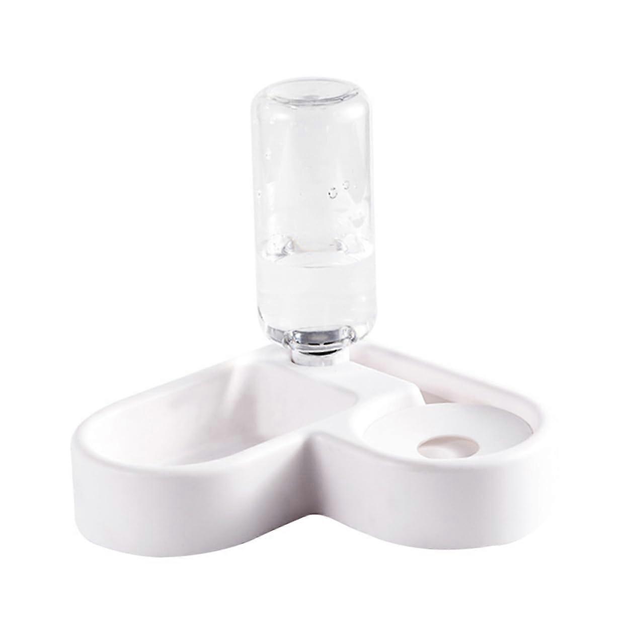 Automatic Pet Water Bowl and Feeder for Dogs and Cats, Non-Slip Design, White, Home Use, Adjustable Food Portions